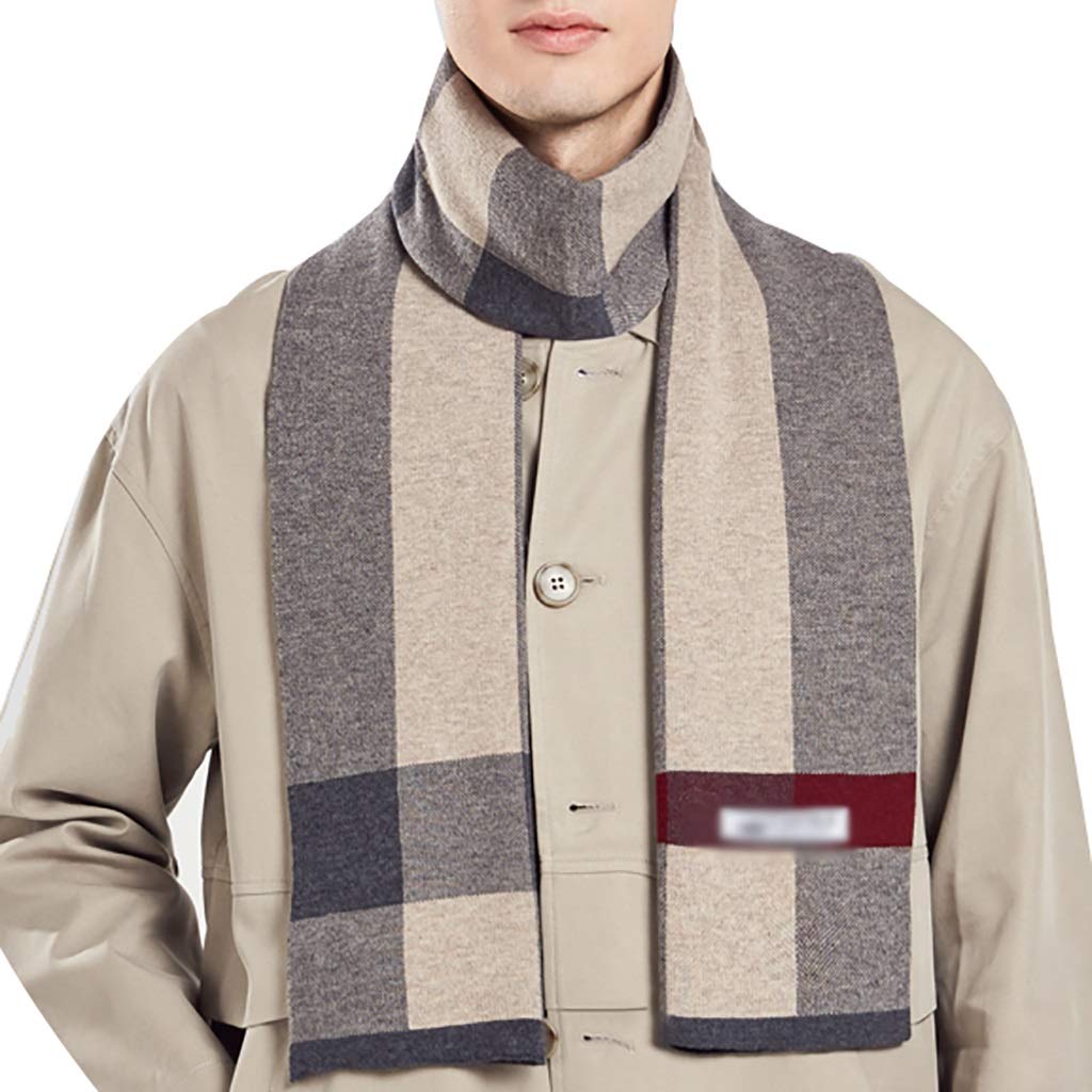 Men's Winter Plaid Scarf Set - Super Soft Checkered Couple Scarves for Him & Her, Warm Fashionable Unisex Gift Box (Beige) - Perfect for Cold Weather, Christmas Gifts & Romantic Outings