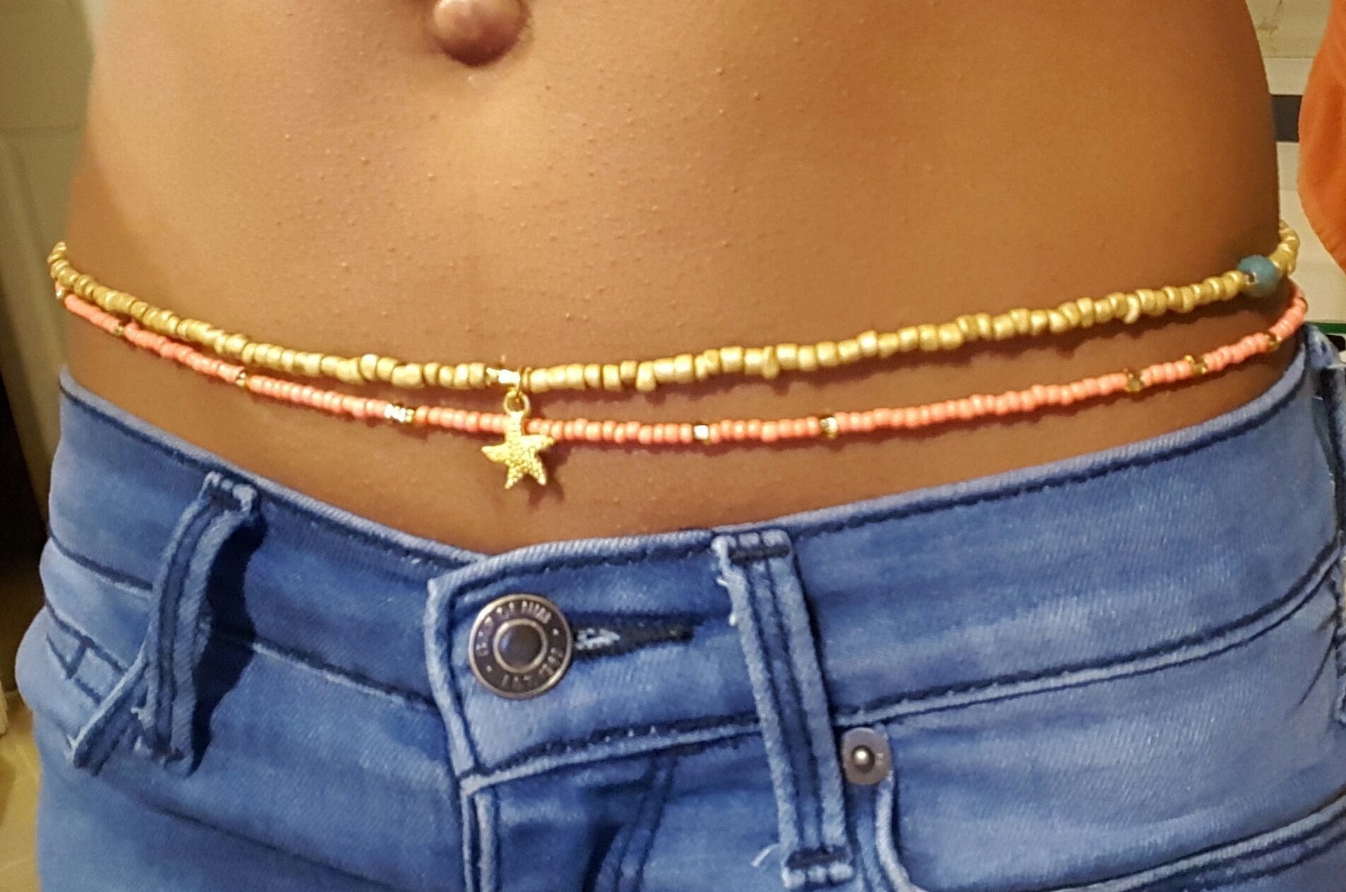 African Waist Beads for Women - Stretchable Seed Bead Belly Chain Body Jewelry - Minimalist Tribal Accessory for Belly Dance, Festival, and Boho Fashion