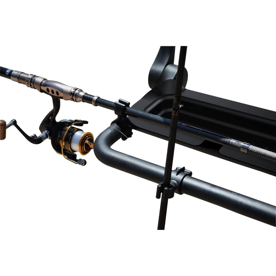 Malo'o Heavy Duty Fishing Rod and Gun Rack - Secure Storage for Truck, SUV, Wall - Anti-Slip Design with Tackle Tray Included - Perfect for Outdoor Adventures, Hunting Trips & Garage Organization