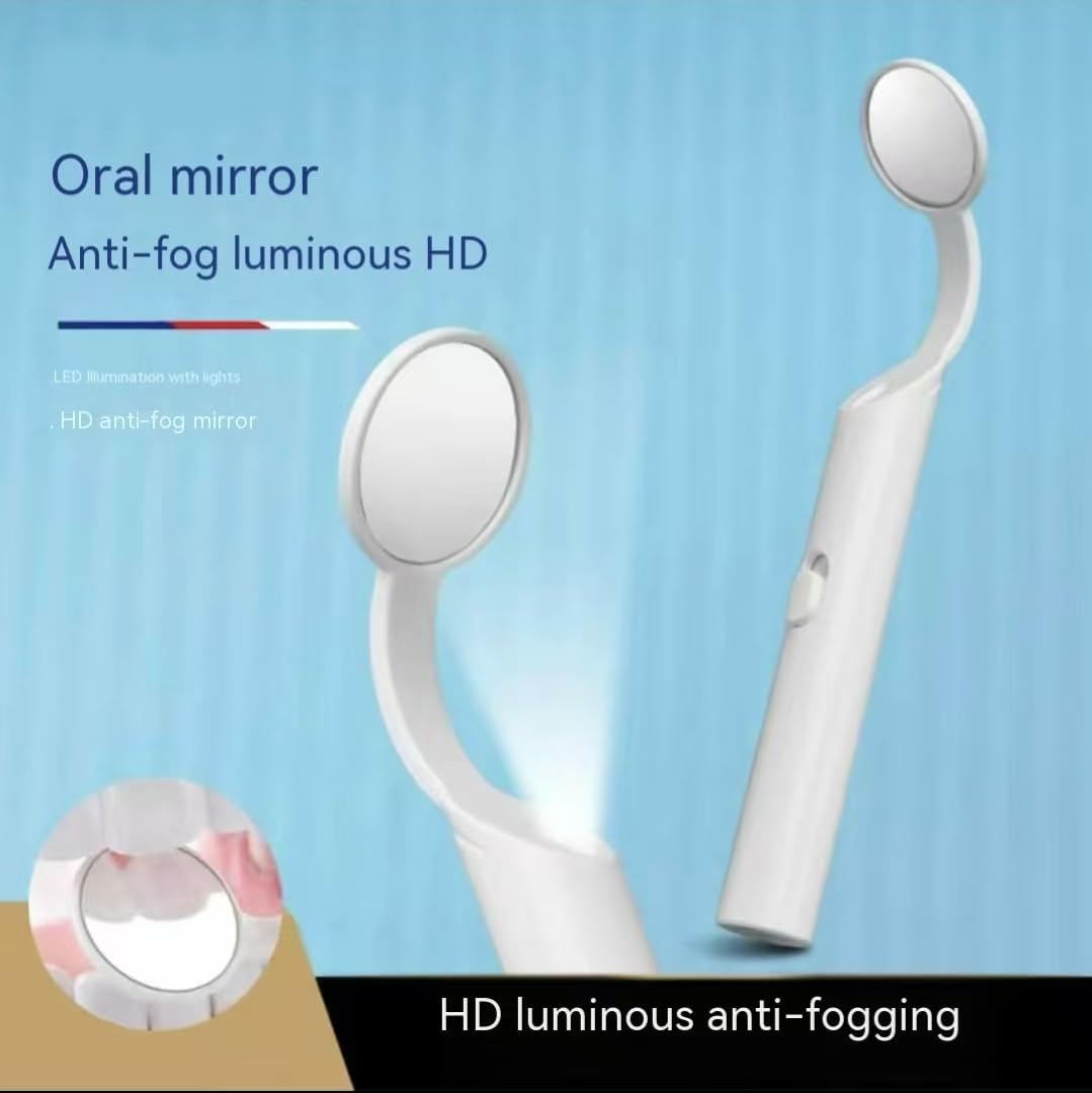 LED Dental Mirror with Light - Anti-Fog Teeth Inspection Tool for Dentists & Home Oral Care | Perfect for Plaque Removal, Dental Exams & Home Hygiene Kits