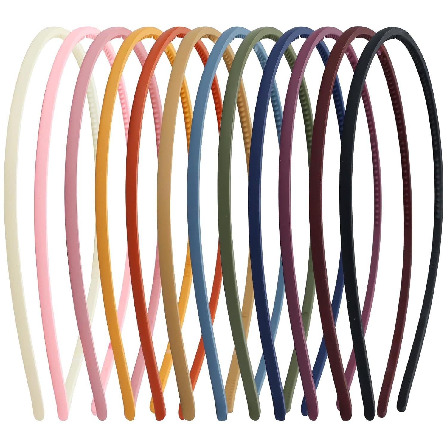 13pcs 4mm Thin Headbands for Women & Girls - Plastic Skinny Hair Bands with Teeth - Non-Slip Hair Hoops for Sports, Workouts, Yoga & Everyday Wear