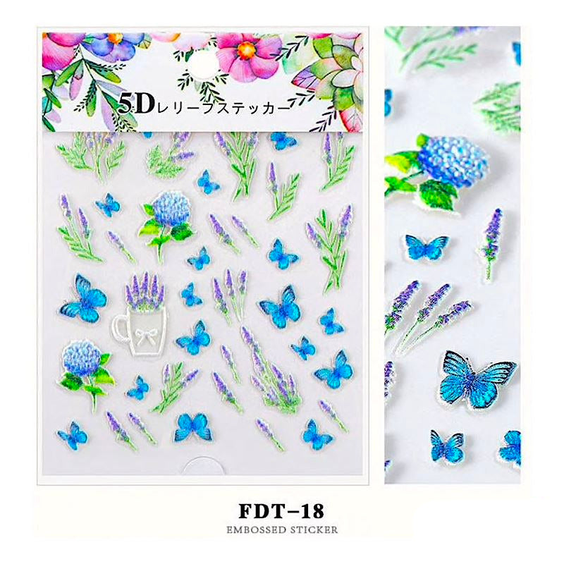 5D Embossed Flower Nail Art Stickers - DIY Nail Decals for Women, Self-Adhesive Nail Stickers for Gel & Acrylic Nails - Perfect for Parties, Weddings, and Special Occasions