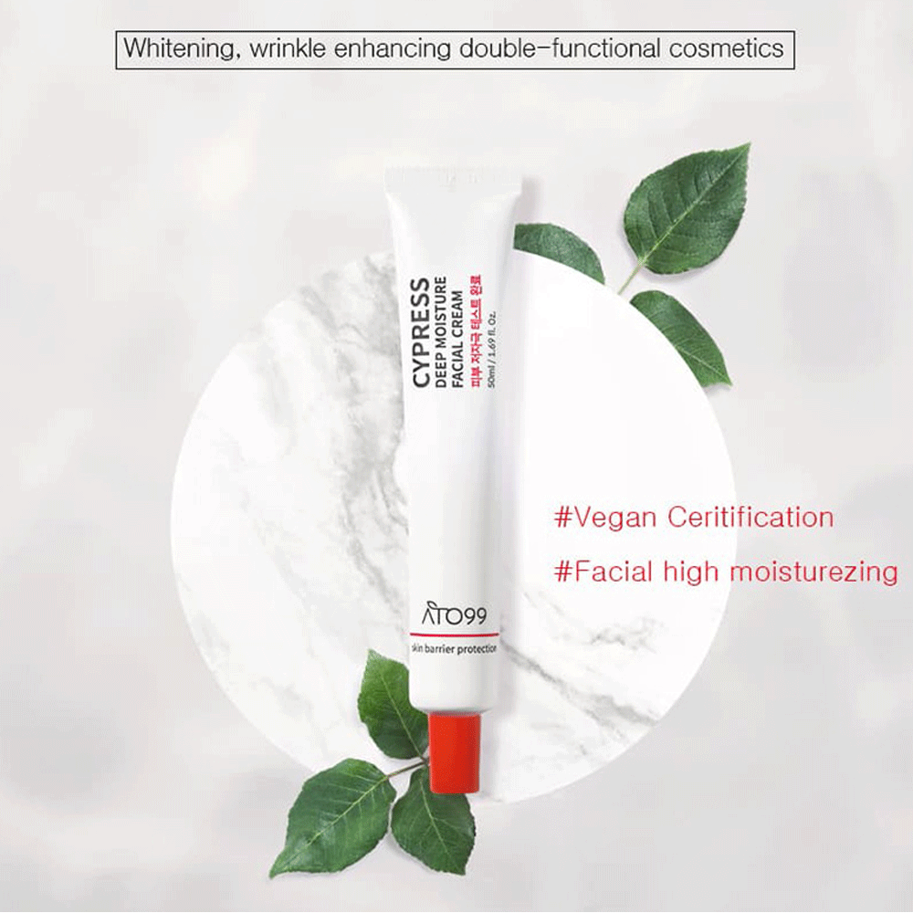 ATO99 Cypress Deep Moisture Facial Cream 50ml - Hydrating & Nourishing Face Moisturizer for Dry Skin - Perfect for Daily Skincare Routine & Night Care