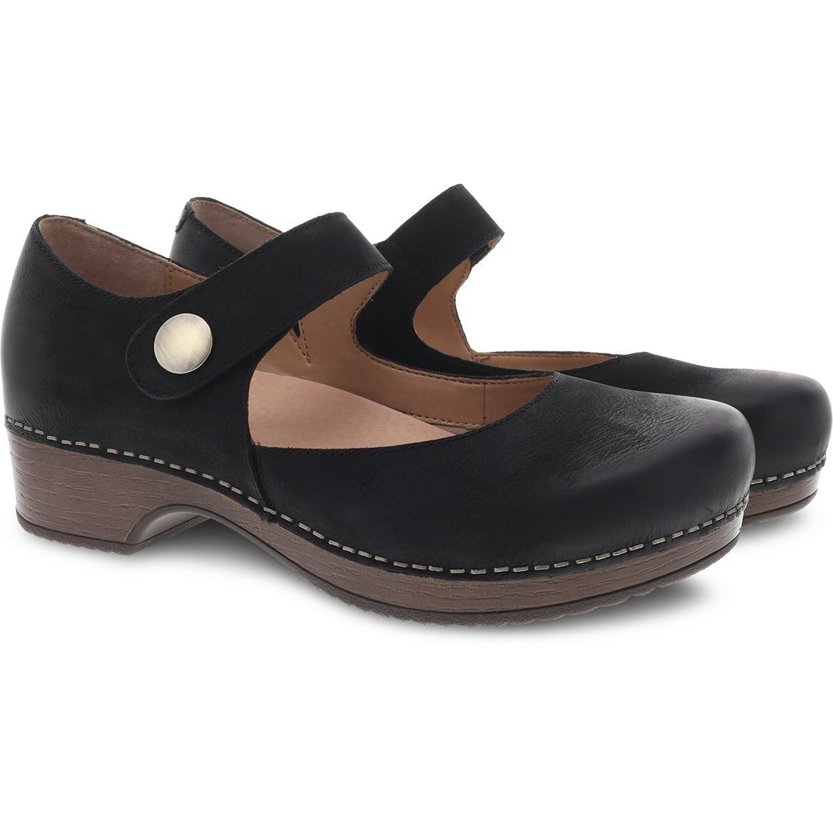 DANSKO BEATRICE Black Burnished Nubuck Leather Clogs - Comfortable Slip-On Shoes for Women, Nurses & Teachers | Perfect for Work, Walking & All-Day Wear