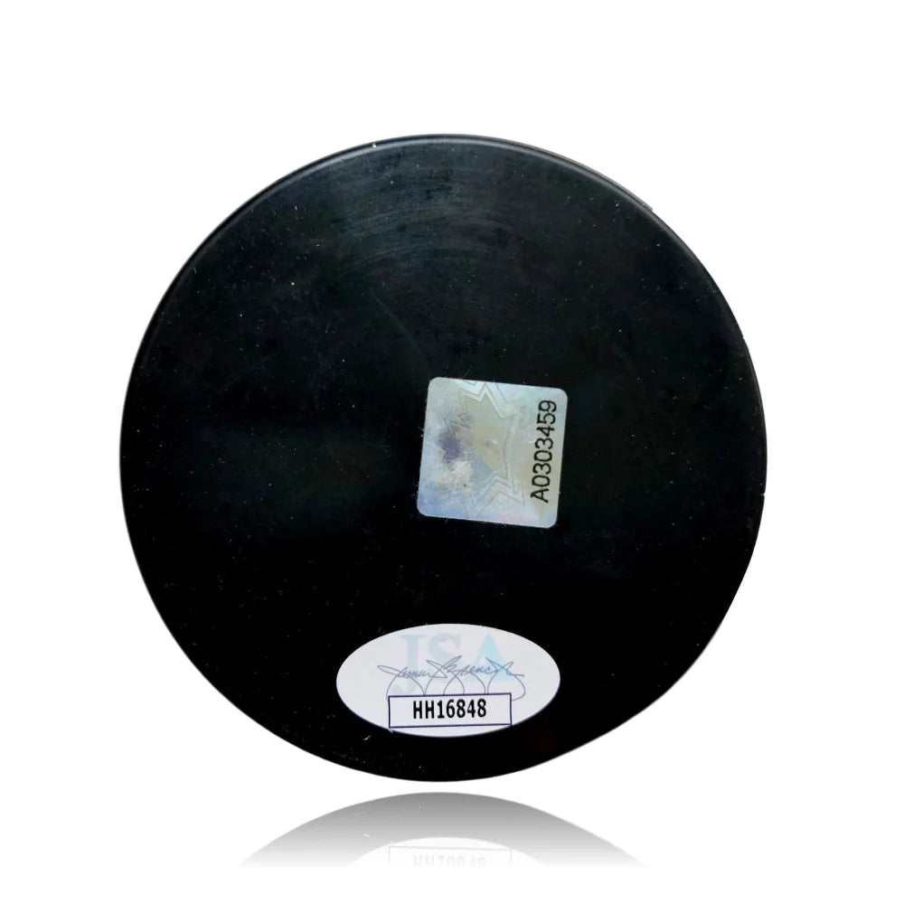 Marc Andre Fleury Signed Team Canada Hockey Puck - Inscribed 'O Canada' & Gold Medal - JSA COA Certified - Vegas Golden Knights Memorabilia - Perfect for NHL Fans, Collectors & Sports Decor