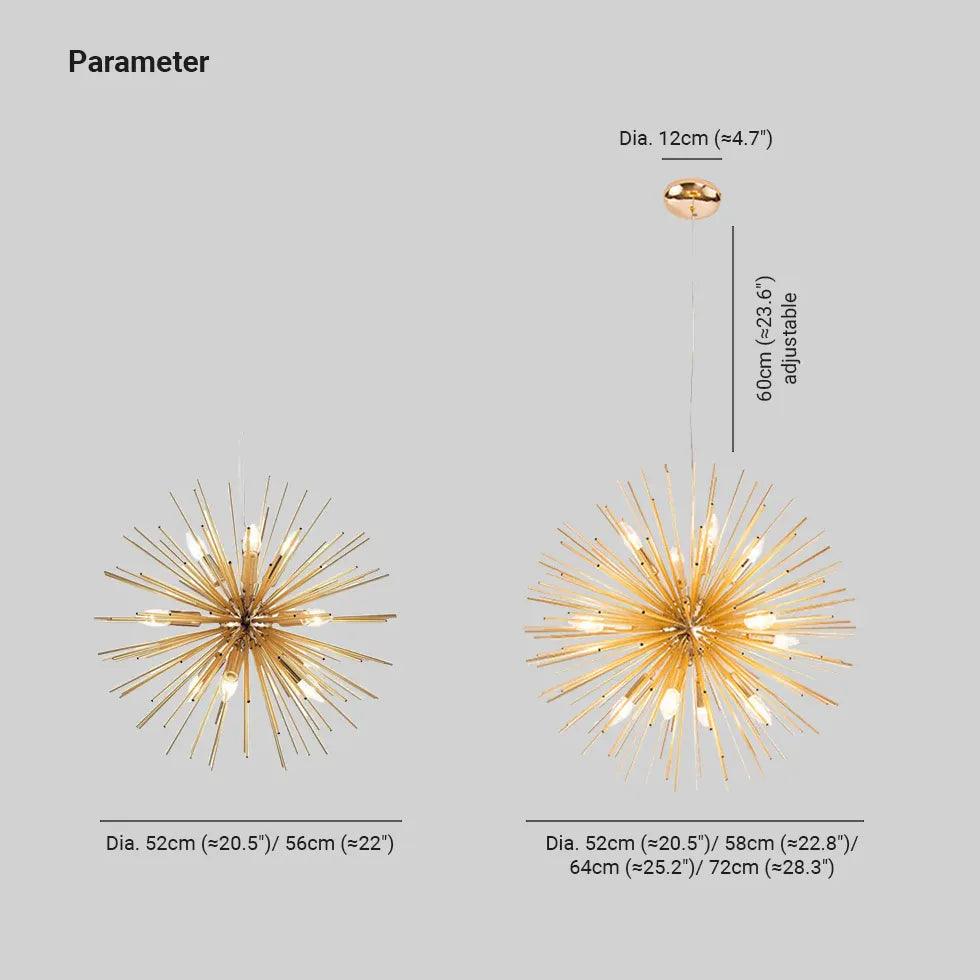 Modern Gold Star Shaped Long Needle Chandelier - Elegant Ceiling Light Fixture for Dining Room, Living Room, Bedroom Decor