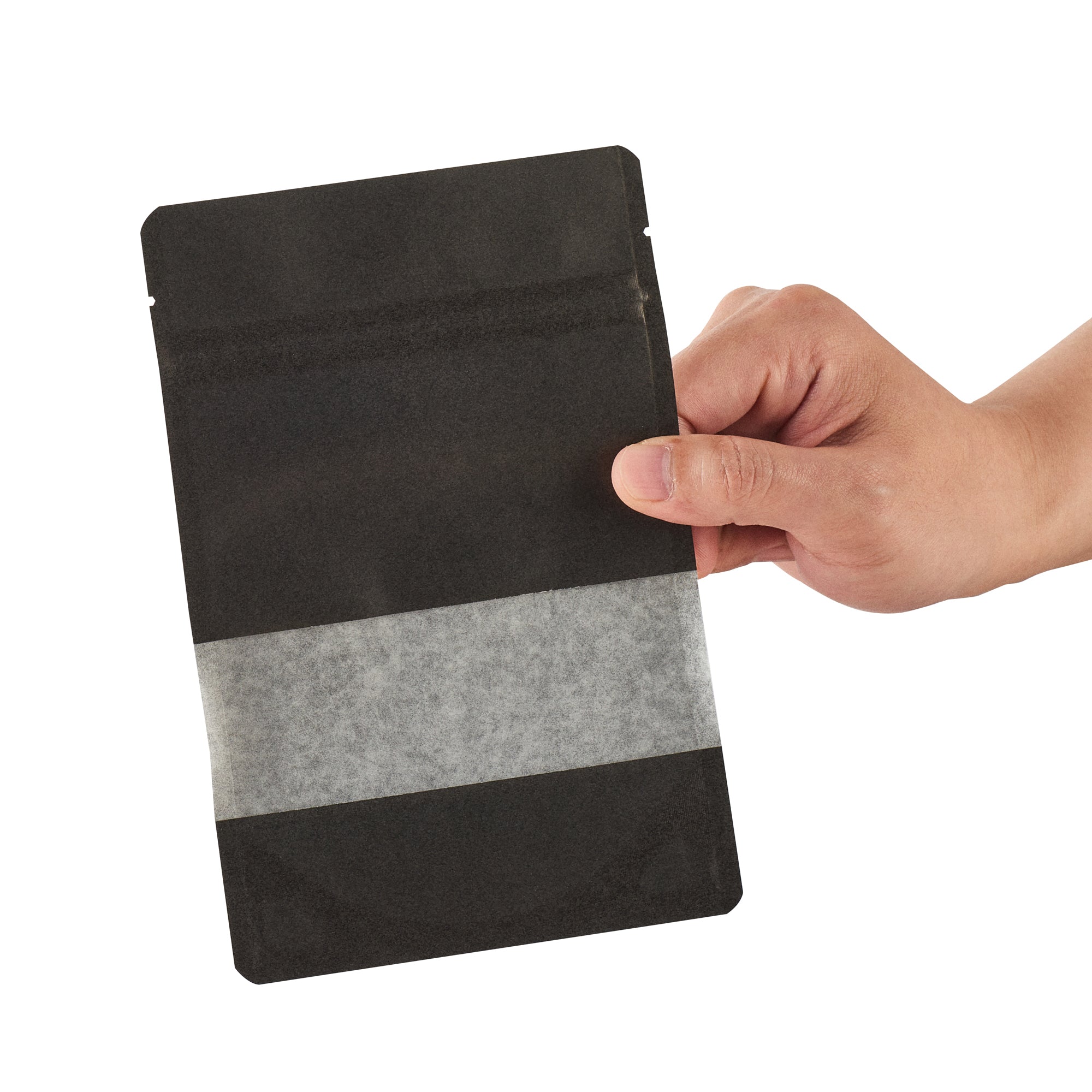 Bag Tek Black Plastic Small Window Bags - Heat Sealable, 7 x 4 3/4 x 1 1/2 Inches - Pack of 100 - Perfect for Retail Packaging, Bakery Goods & Small Item Storage