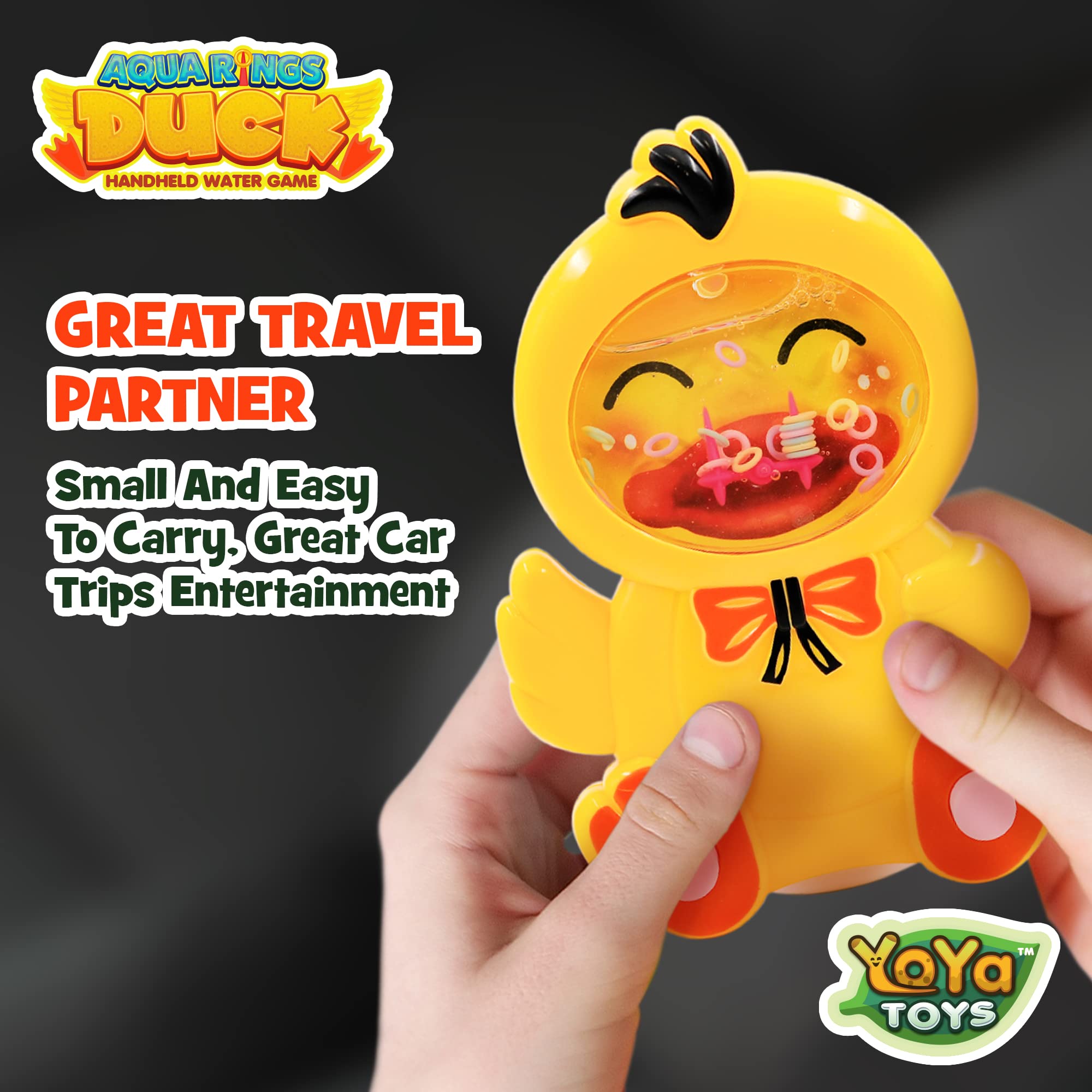 YoYa Toys Aqua Rings Duck Handheld Water Game for Kids - Classic Retro Travel Toy with Nostalgic Fun - Portable Road Trip & Car Activity for Children - Perfect Gift & Party Favor for Boys & Girls - Great for Travel, Waiting Rooms, and Stress Relief Playtime