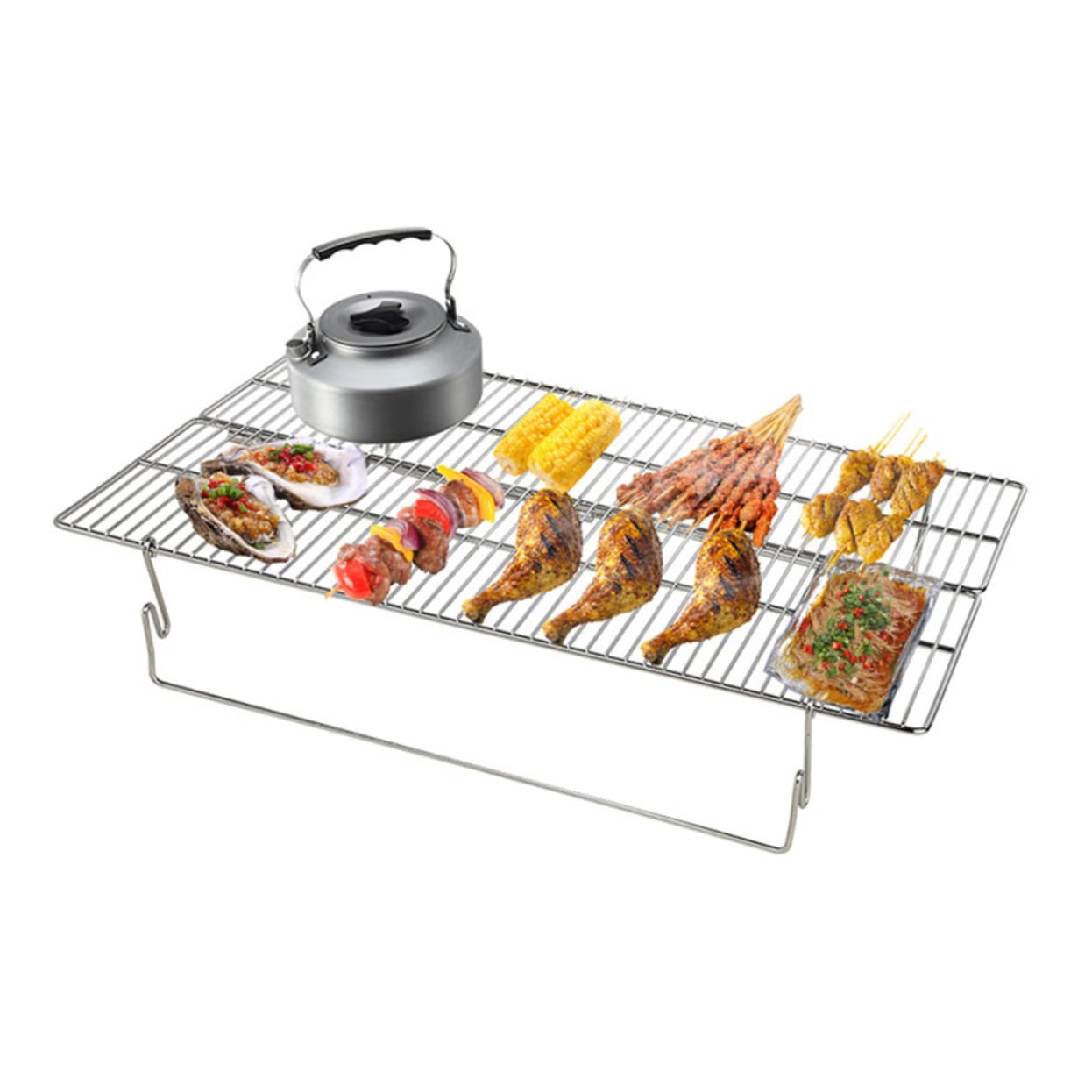 Kisangel Portable Folding BBQ Grill Grate - Camping Grill Griddle for Outdoor Cooking, Picnics & Backyard Barbecues - Heavy Duty Mesh Campfire Grill for Travel & Tailgating