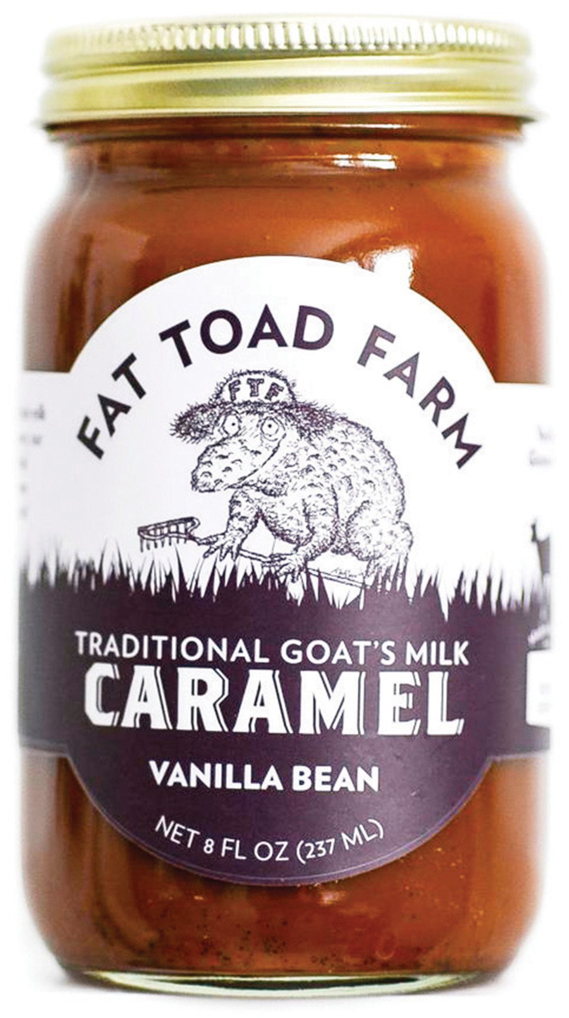 Fat Toad Farm Traditional Goat’s Milk Caramel Sauce - Vanilla Bean Flavor, 8oz Jar, Gluten Free, Dairy Dessert Topping for Ice Cream, Pancakes & Coffee