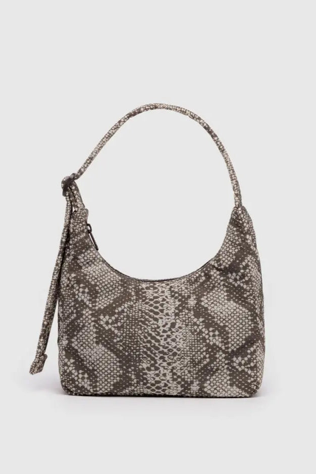 Mini Nylon Shoulder Bag for Women | Snakeskin Print Crossbody Purse | Fashionable & Lightweight for Travel, Shopping & Everyday Use
