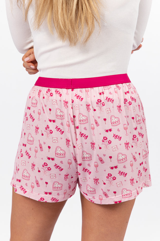 Subtle Hints Valentine's Day Icon Pajama Boxer Shorts for Men - Soft Cotton Sleepwear & Lounge Shorts - Perfect Gift for Boyfriend/Husband - Cozy Homewear & Romantic Sleepwear for Couples