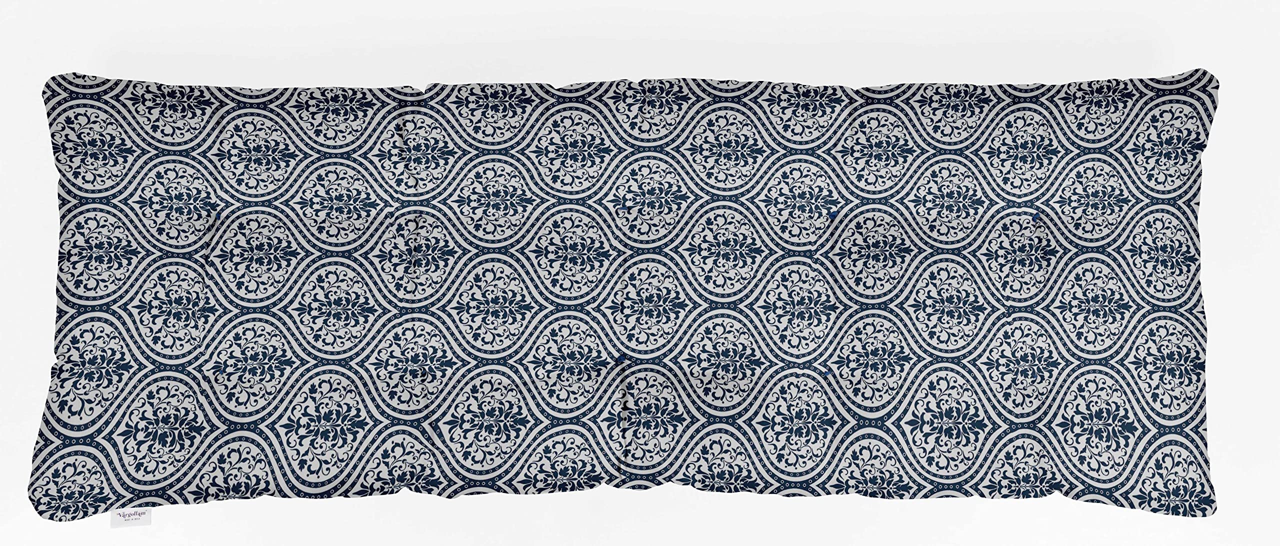 Water-Resistant Printed Outdoor Bench Cushion - Royal Blue Patio Lounger Seat for Garden, Porch & Deck Furniture - Perfect for Backyard Relaxation, Poolside Lounging & Front Porch Decor