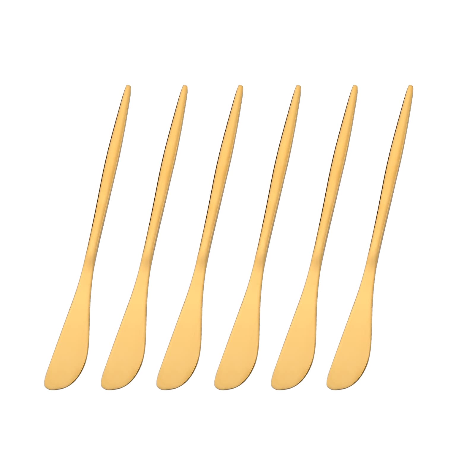 6-Piece Stainless Steel Spatula Spreader Knife Set - Mirror Finish Gold Kitchen Utensils for Cheese, Butter, Peanut Butter, Sandwiches & Desserts | Perfect for Spreading, Serving & Entertaining