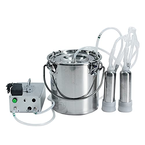 YUCHENGTECH Electric Goat & Cow Milking Machine - 14L Single Bucket Piston Vacuum Pump with Pulsation System - Portable Dairy Milker for Farm Use - Perfect for Small to Medium Herds (Ideal for Cows, Goats & Sheep)