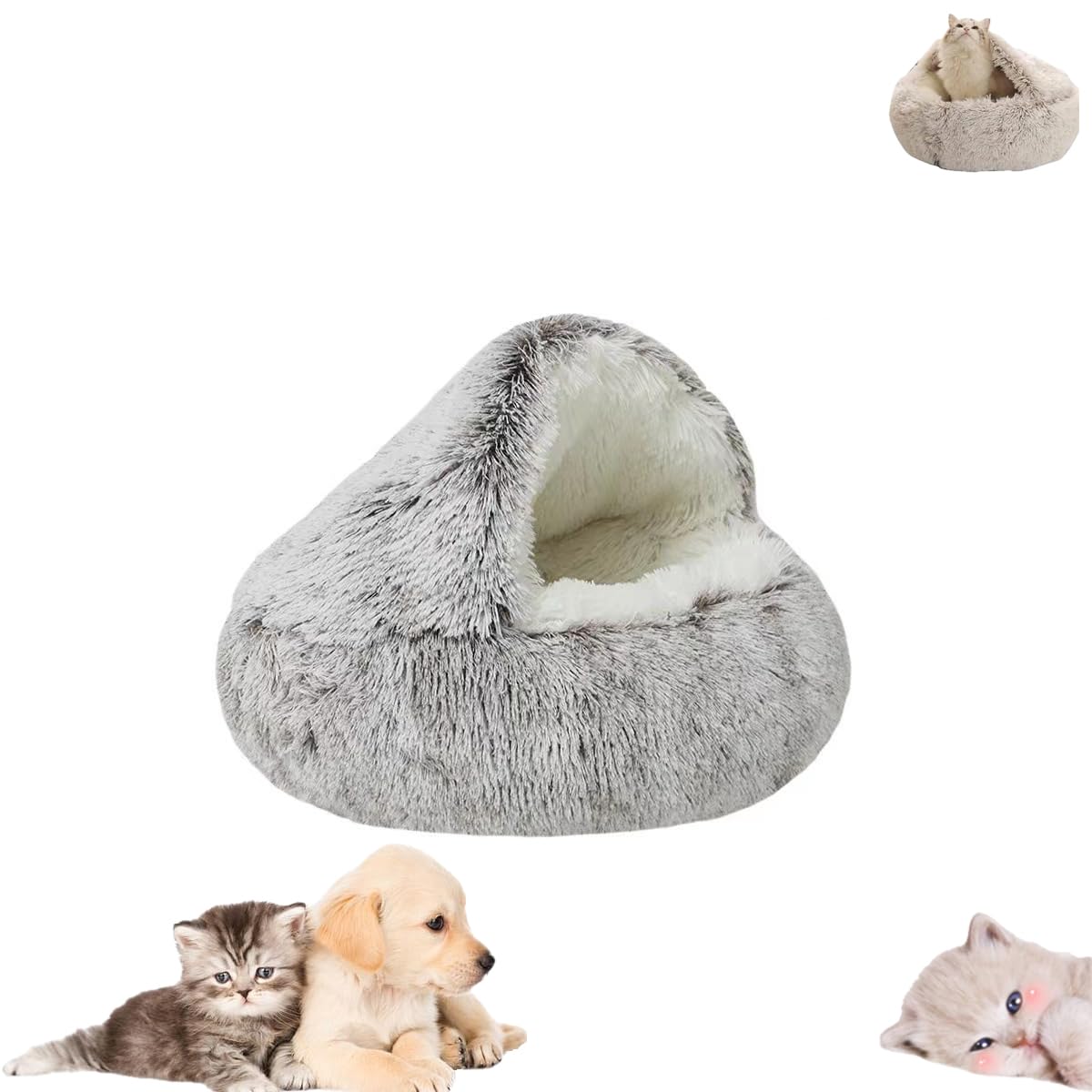 Lapcatz Nest Bed - Cozy Cat & Dog Bed with Removable Cover, 40cm Plush Velvet Pet Cave for Indoor Cats & Small Dogs - Perfect for Winter Warmth & Comfort in Living Room or Bedroom