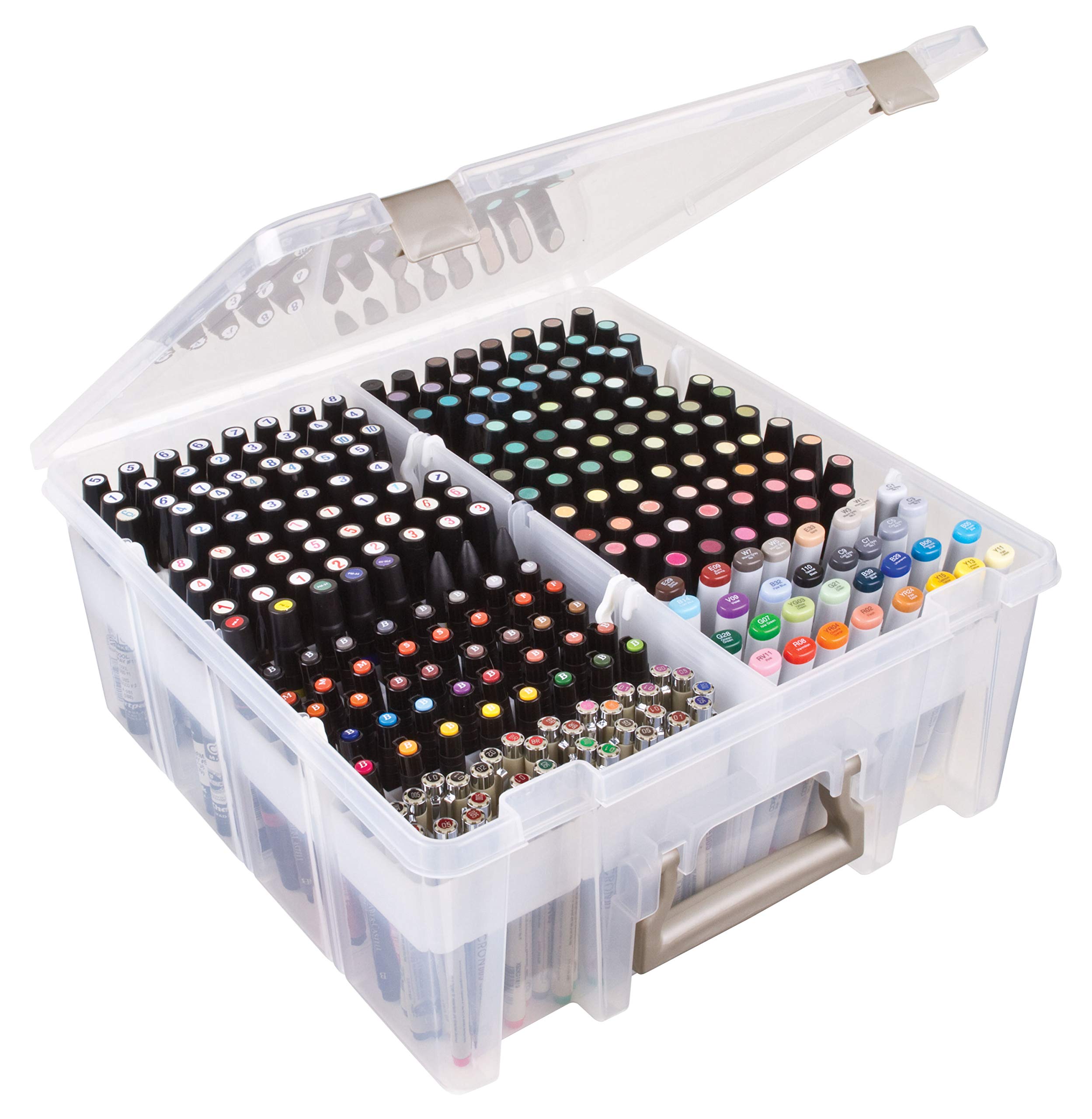 ArtBin 6939AB Marker Storage Tray - 64-Slot Organizer for Pens, Pencils, Markers & Brushes | White Plastic Art Supply Organizer | Perfect for Artists, Students & Craft Rooms