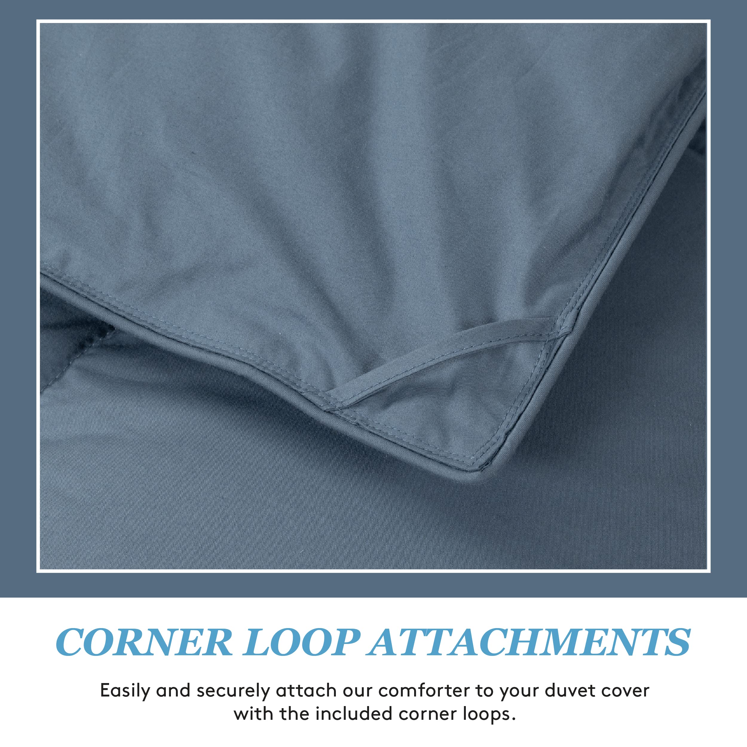 Premium Medium Warmth Down Comforter with Duvet Corner Loops - Twin/Long Twin Size - Soft Denim Fabric - Ideal for Cozy Bedrooms & Guest Rooms