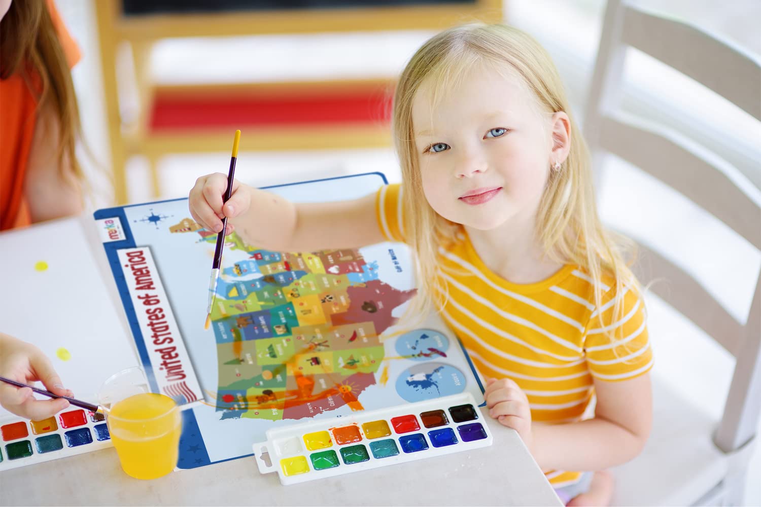 merka Kids Learning Placemats Set of 4 - Non-Slip Silicone Educational Mats with Solar System, Human Body, World Geography & USA Map - Perfect for Dining Table, Classroom & Homeschooling Activities