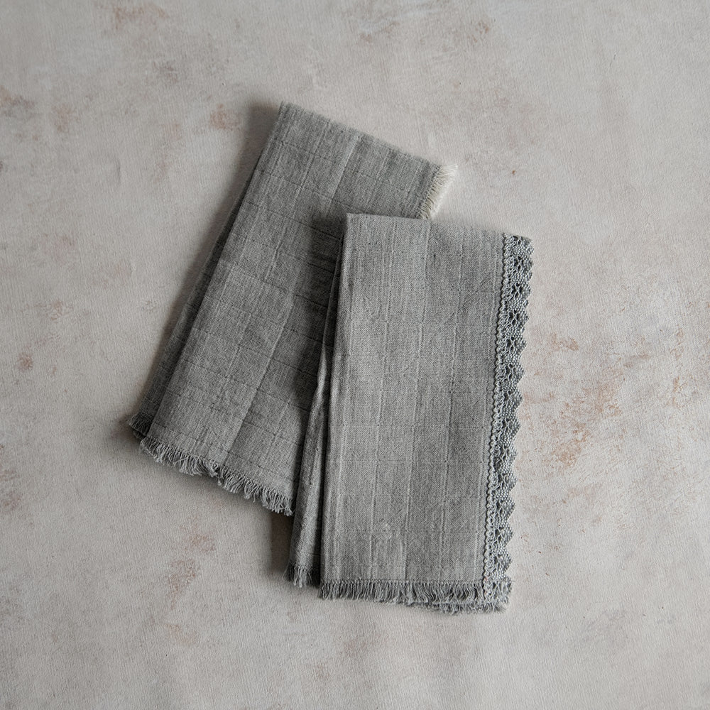 Elegant Pointelle Lace Table Runner - Grey Lace Tablecloth for Dining Room Decor, Wedding Reception, and Special Occasions