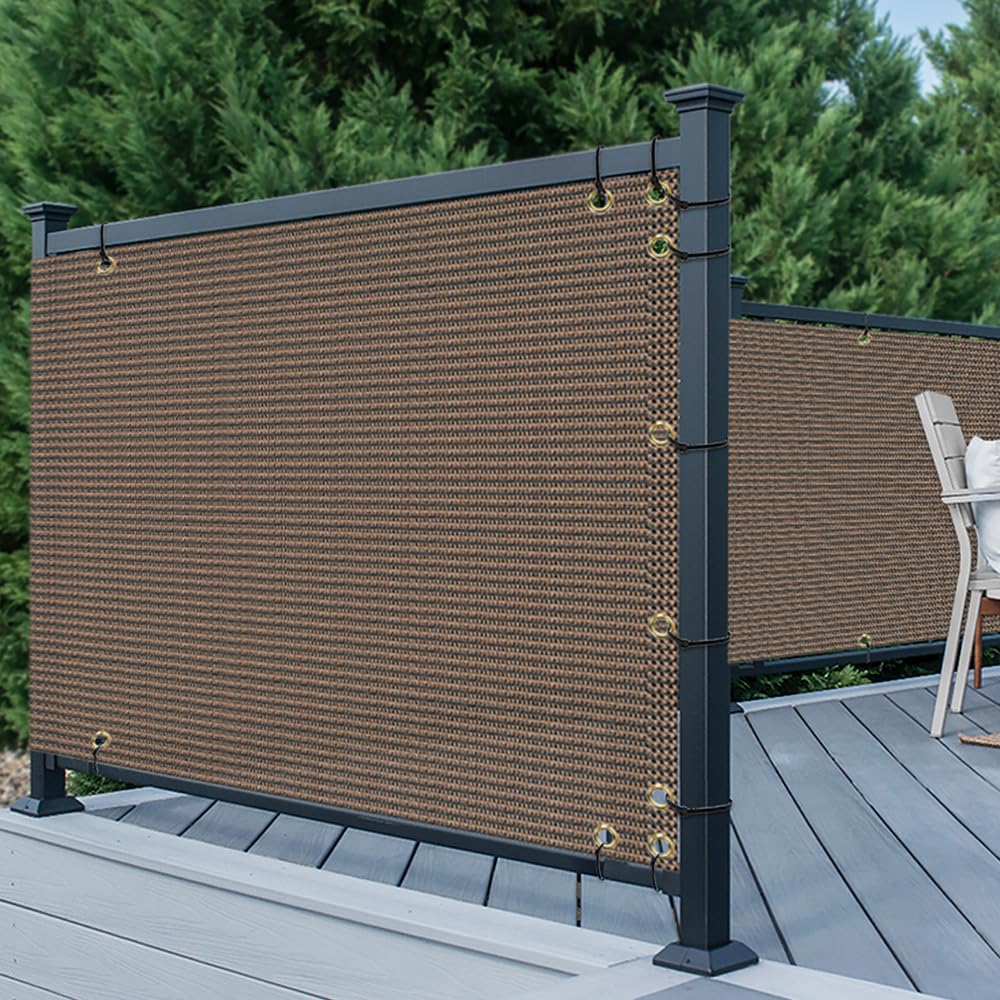 3' x 155' Brown Balcony Privacy Screen Fence - 200GSM Weather Resistant Outdoor Deck Fence for Patio, Apartment, Porch & Backyard - Perfect for Creating Shade & Privacy on Railings, Decks and Balconies