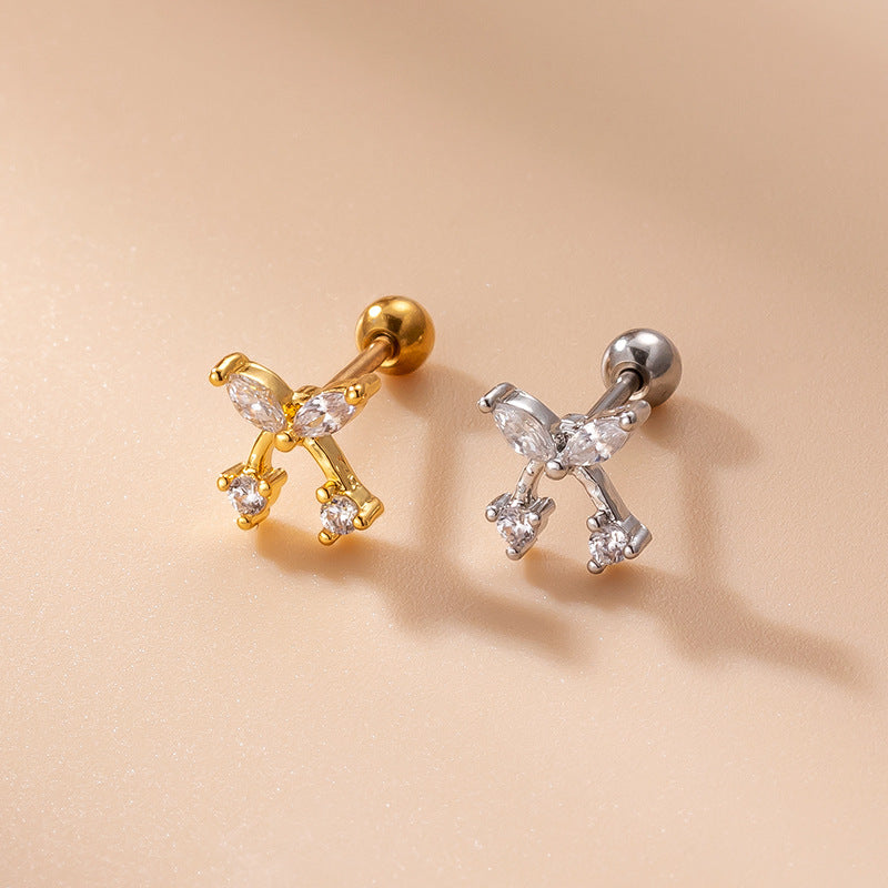 20G Tiny Butterfly Daith Stud Cartilage Piercing - 316L Surgical Steel Earring for Helix, Tragus, Conch | Perfect for Everyday Wear & Body Jewelry Gifts