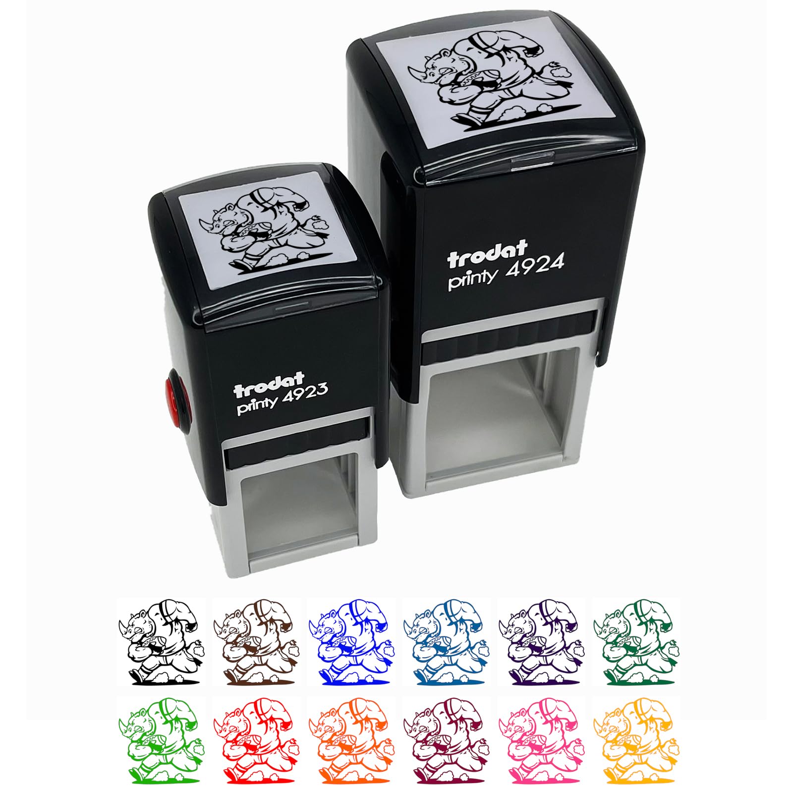 Rampaging Rhino 1 Inch Small Black Ink Self-Inking Rubber Stamp for Football Athletic Sports - Perfect for Coaches, Players, and Team Spirit Events