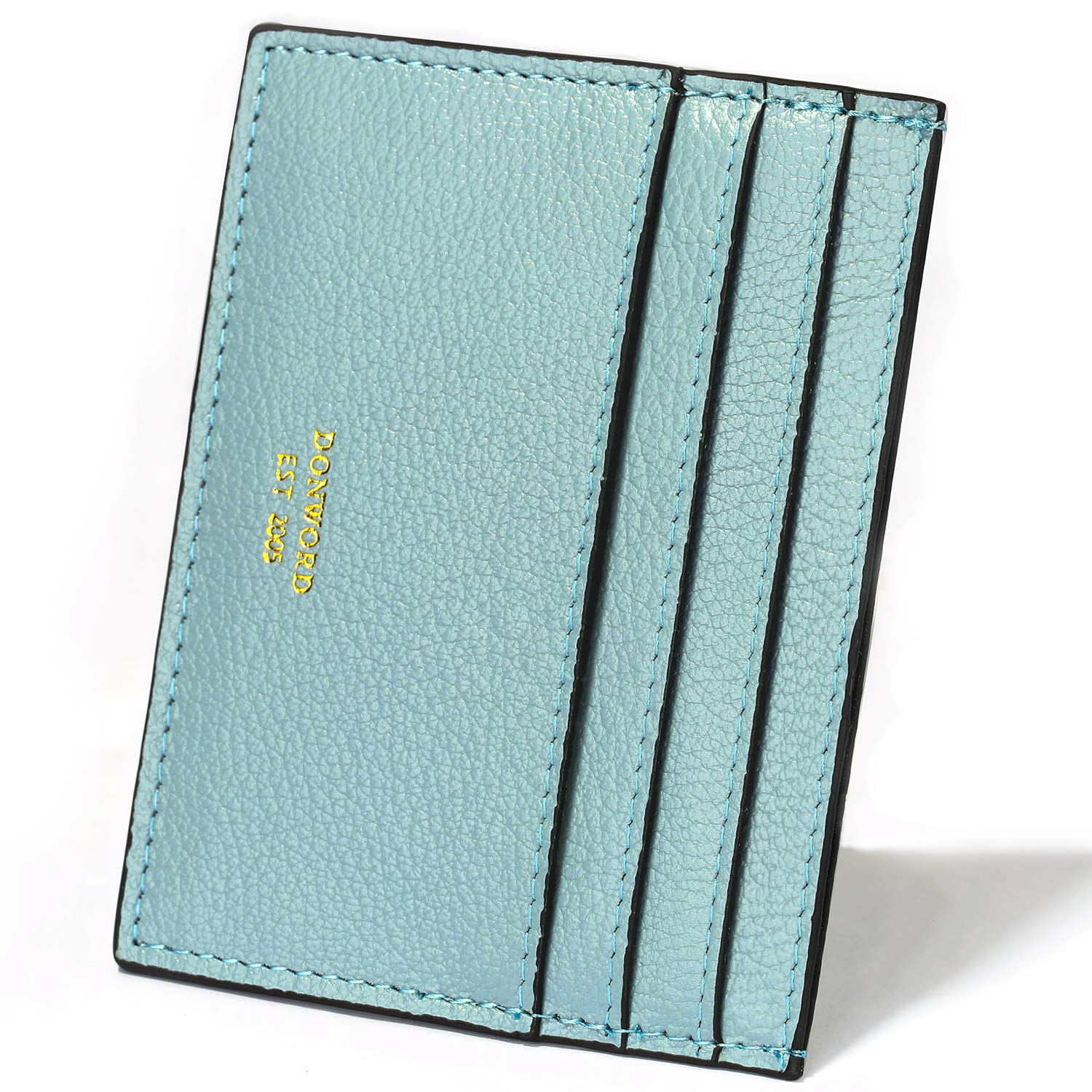 DONWORD RFID Blocking Slim Leather Card Holder Wallet - Minimalist Credit Card Case with Money Clip (Blue) | Perfect for Travel, Business & Everyday Use