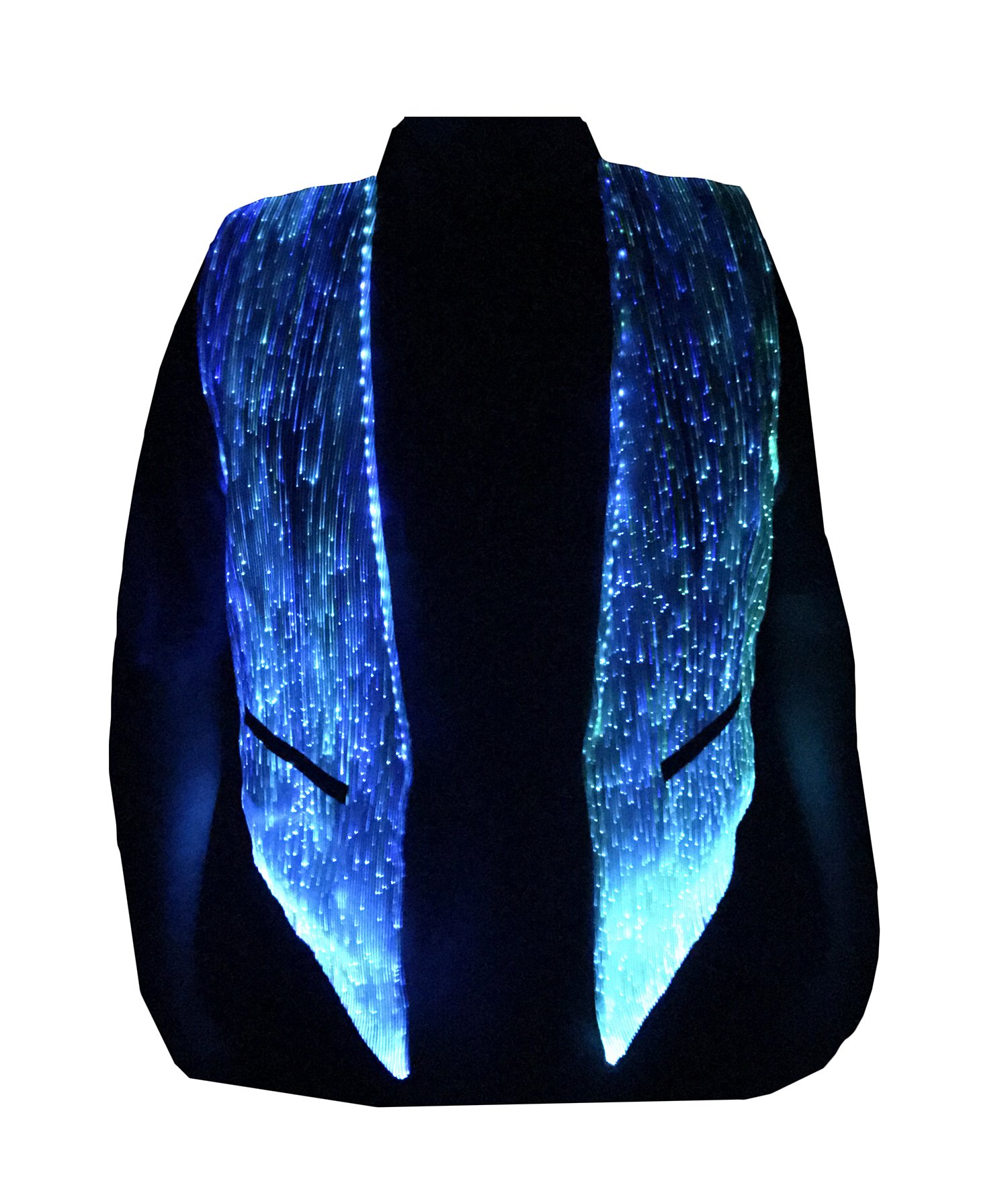 LED Fiber Optic Light Up Vest for Men - Glow in the Dark Luminous Waistcoat with Mobile App Control (XXL, White) - Perfect for Rave Parties, Concerts, Night Running and Festivals