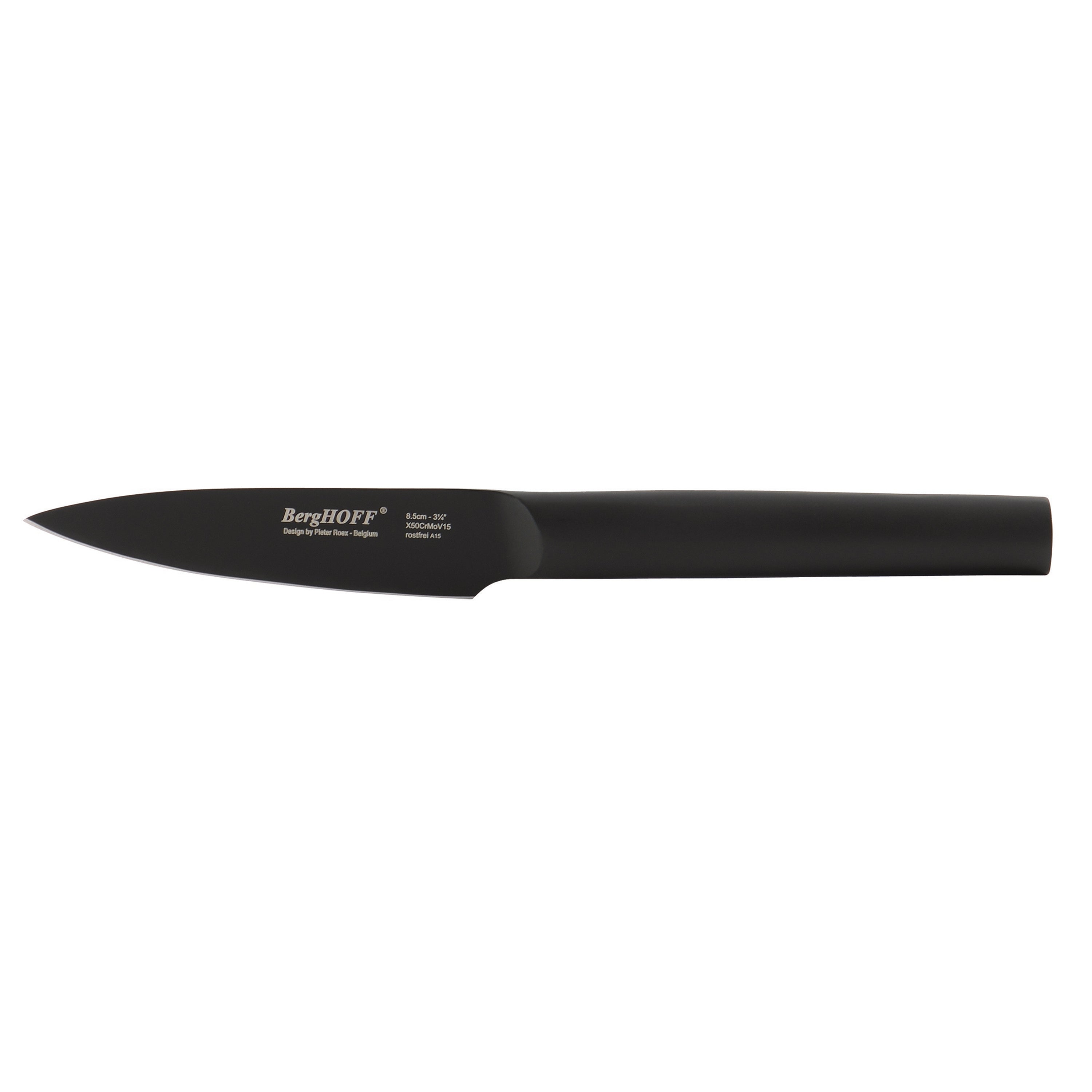 BergHOFF Ron 3.35 Inch Stainless Steel Paring Knife - Sharp Kitchen Utility Knife for Peeling, Slicing & Precision Cutting - Perfect for Fruits, Vegetables & Small Food Prep (Black)