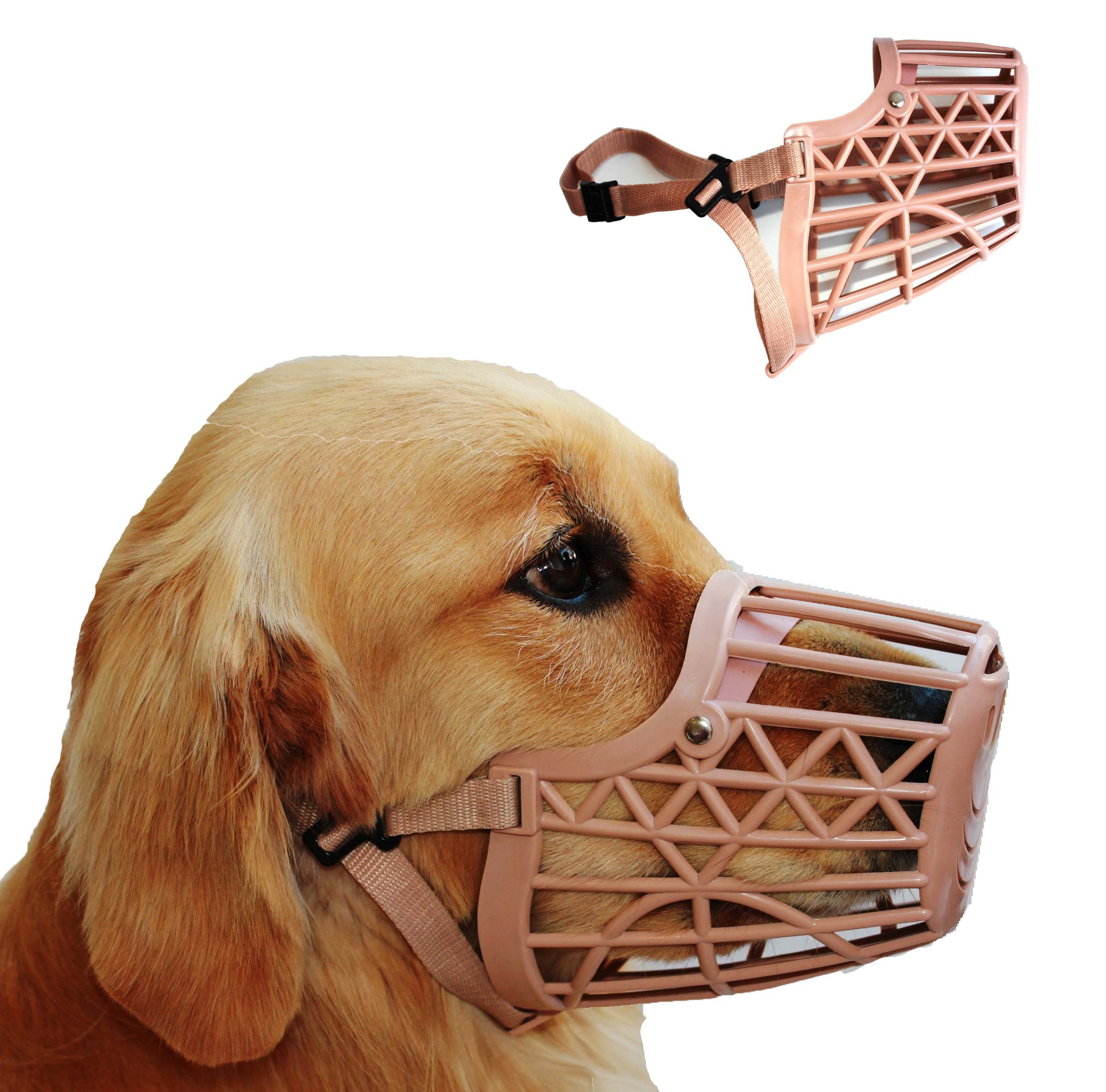 Downtown Pet Supply - Basket Muzzle for Dogs - Anti-Barking & Biting Cage Muzzle - Beige Dog Grooming & Training Supplies - Perfect for Grooming, Vet Visits, and Behavior Training