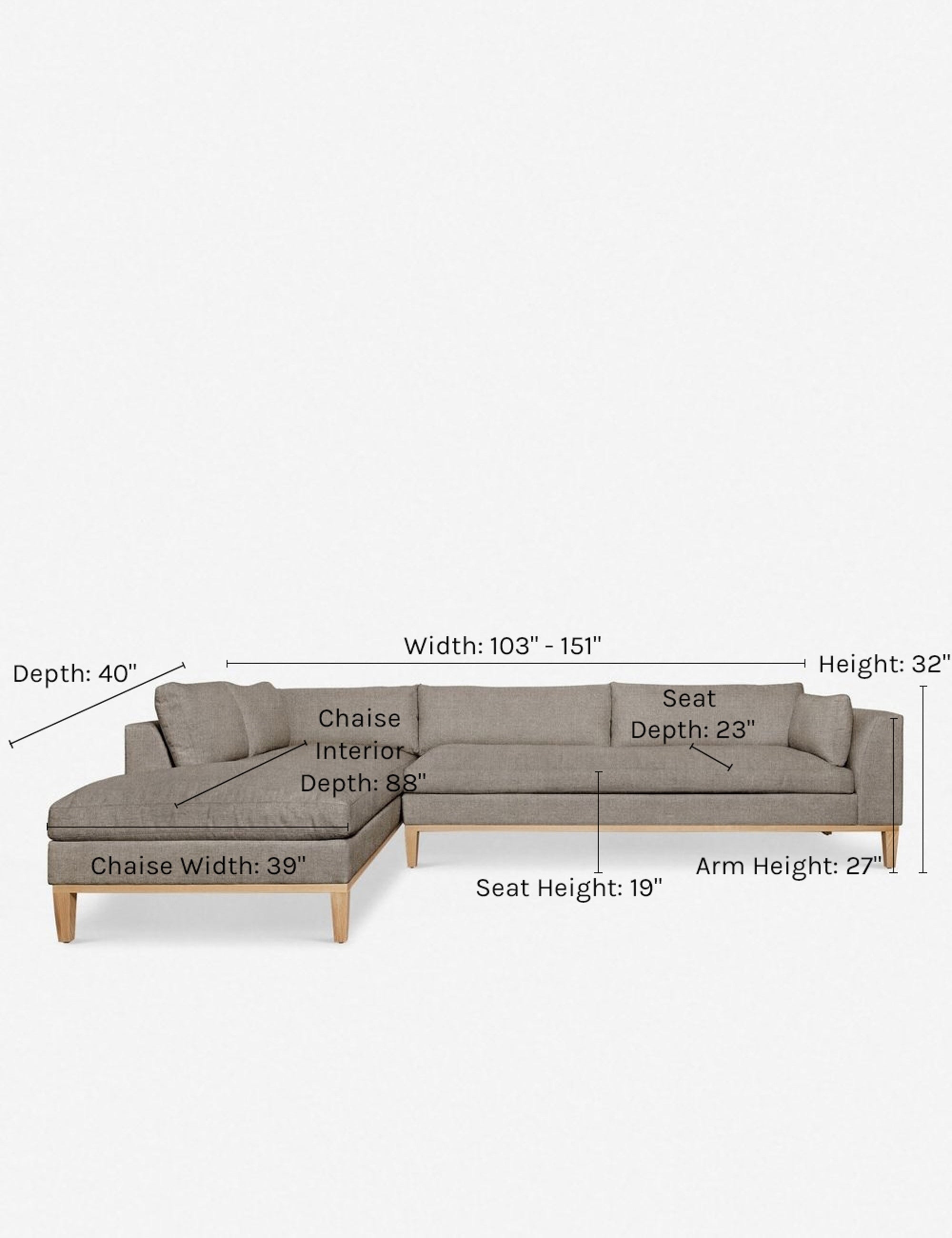 Charleston Sectional Sofa - Modern L-Shaped Couch with Reversible Chaise, Soft Fabric Upholstery for Living Room, Family Room & Home Theater Comfort