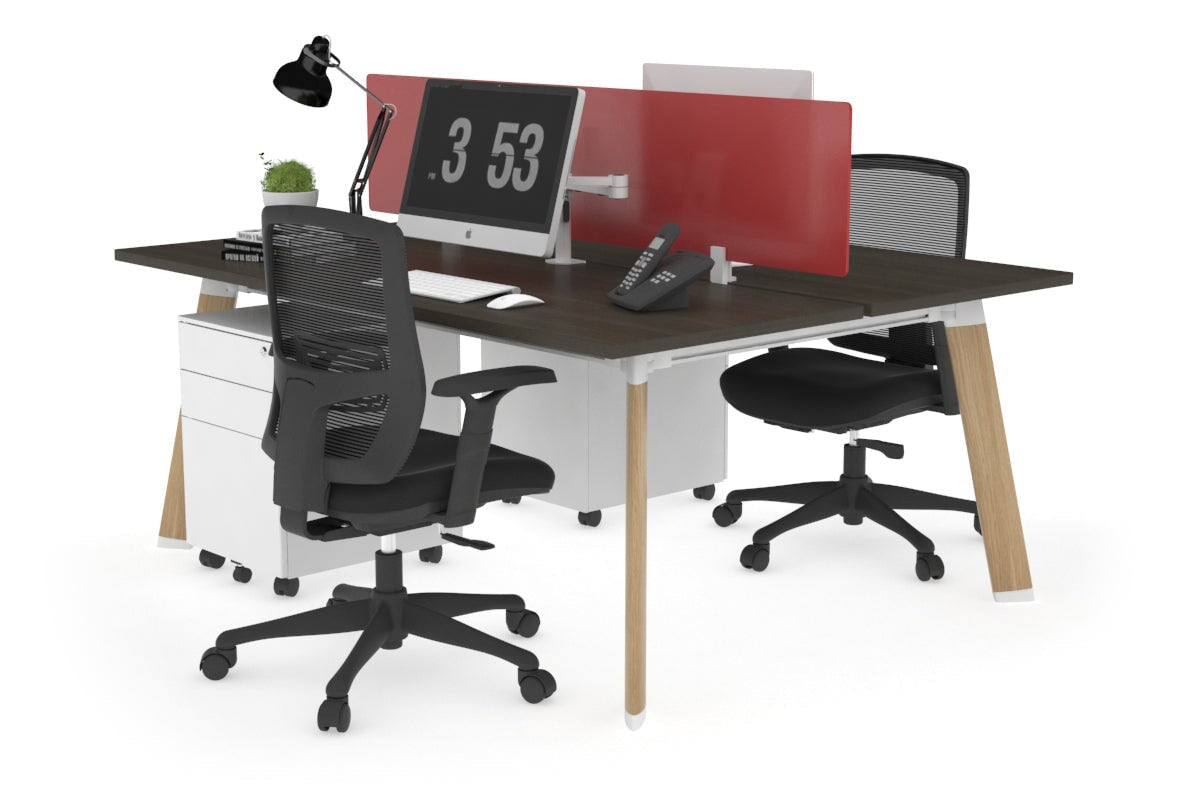 2 Person Workstation with Wood Imprint Frame - 1600L x 700W - Perfect for Home Office and Shared Workspaces