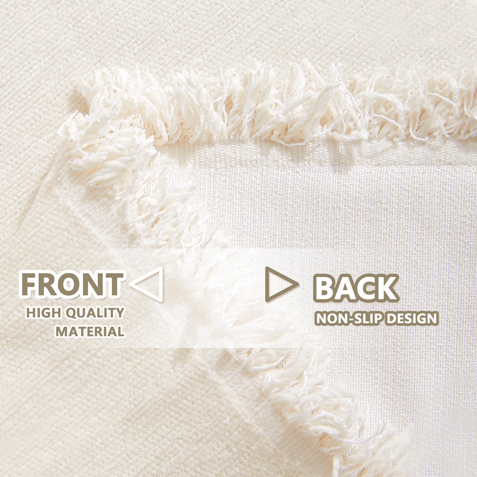 Boho Chenille Sofa Cover with White Tassels - Farmhouse Couch Slipcover for Sectional & L-Shaped Couches (91