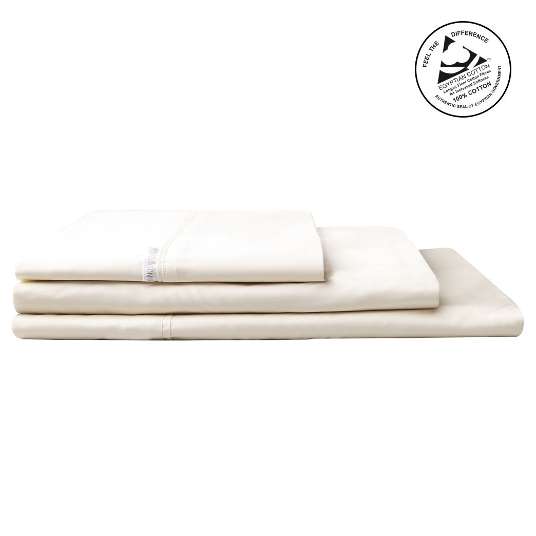 Luxury 400 Thread Count Egyptian Cotton Sateen Sheet Set - Queen Size Vanilla White Bed Sheets by Logan & Mason | Soft, Breathable & Wrinkle-Resistant Bedding for Hotel-Like Comfort at Home