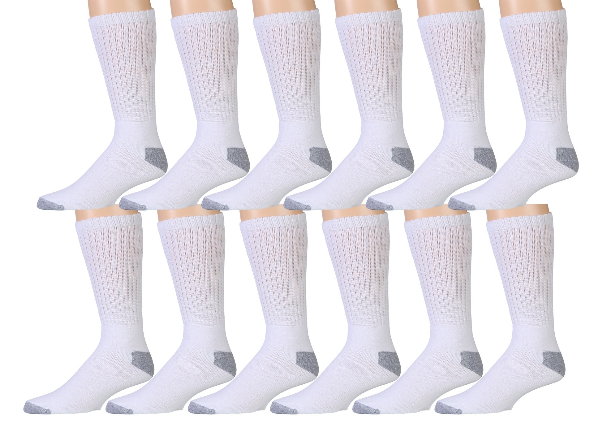 12-Pack Men's Cotton Sport Crew Socks - Gym & Casual Wear