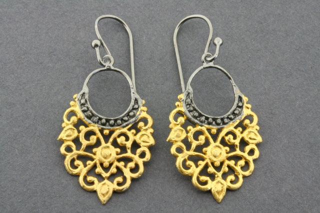 Gold Plated Oxidized Mehndi Earrings for Women - Elegant Boho Indian Jewelry for Weddings, Parties & Festivals