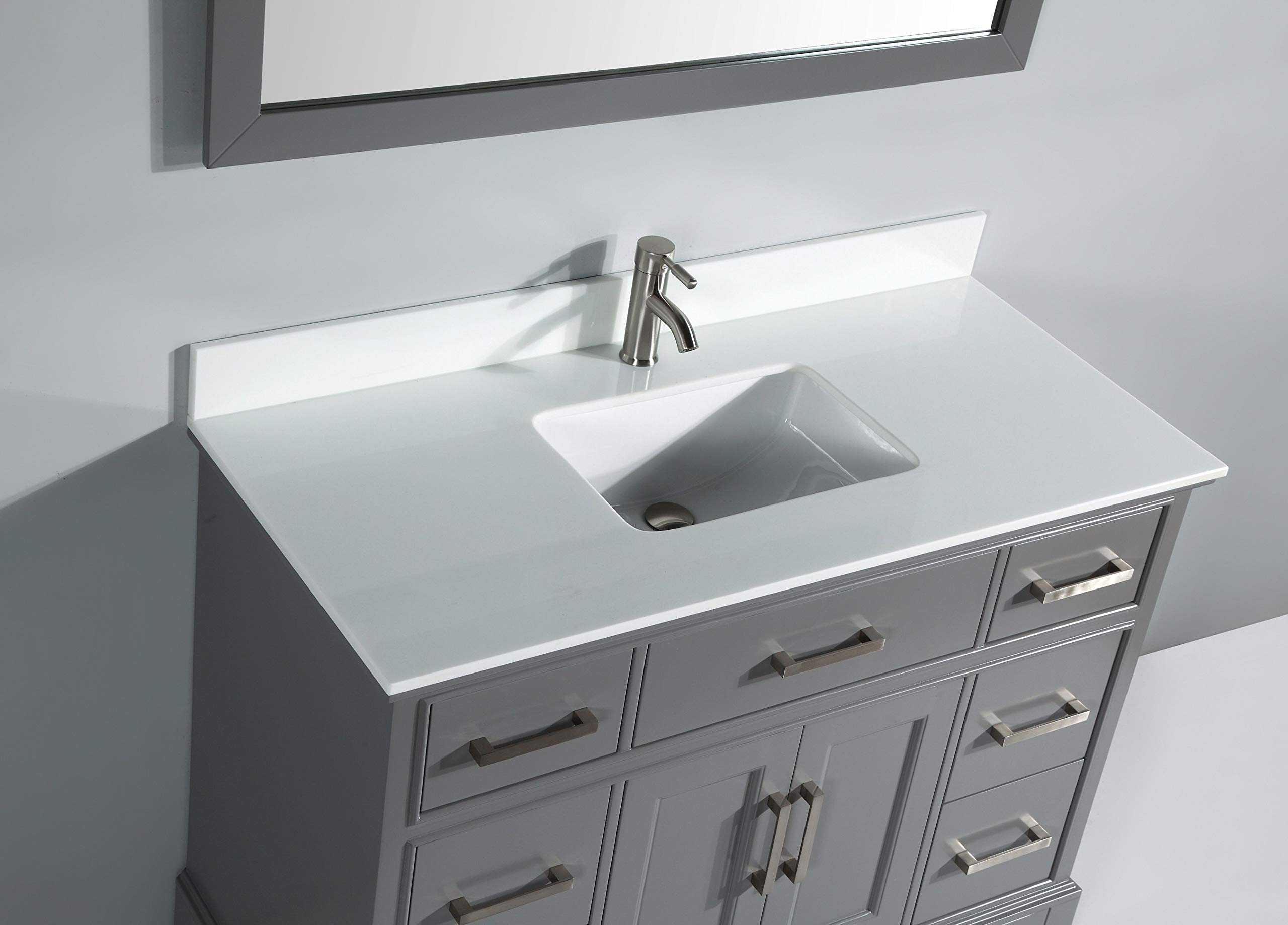 Vanity Art 60 Inch Modern Bathroom Vanity Set with Carrara Marble Top, Sink & Mirror | Soft Close Doors, Dovetail Drawers, Brushed Nickel Handles | Perfect for Master Bath, Guest Bath & Small Space Remodeling (VA1060-G)