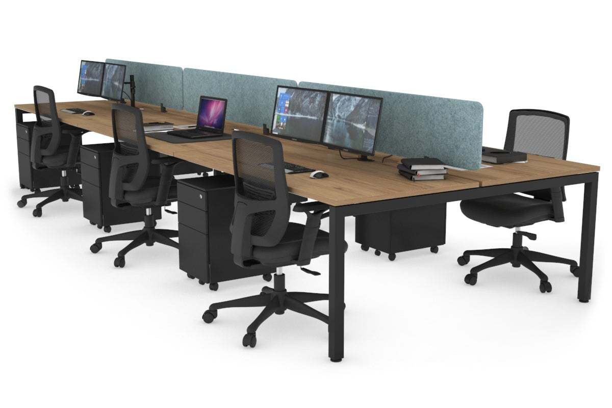 6-Person Office Workstation with Quadro Square Legs - 1600L x 800W Dimensions, Cable Management Scallop for Organized Workspace - Perfect for Open Office Layouts, Team Collaboration & Modern Workspaces