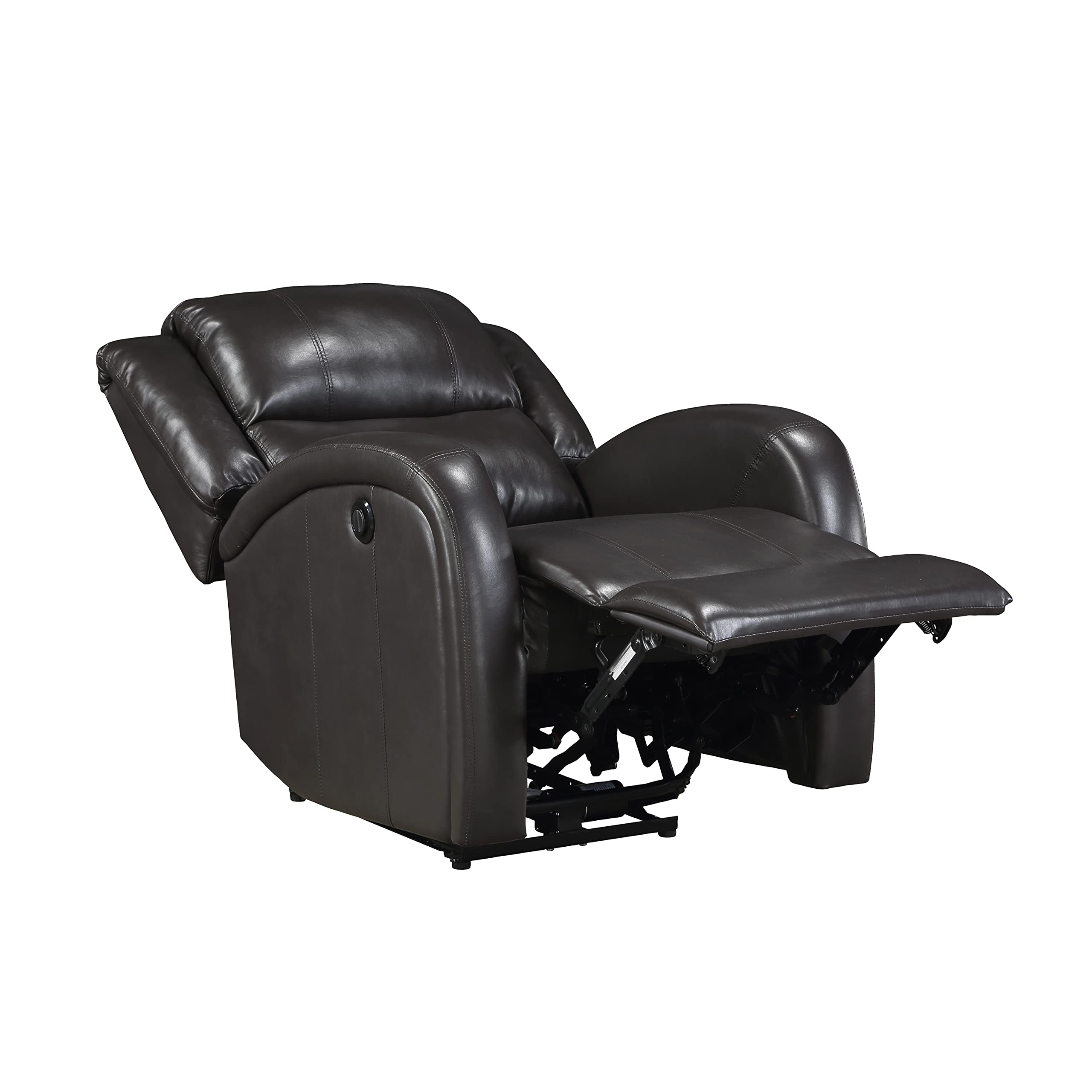 Lexicon Raven Faux Leather Wall-Hugger Power Recliner - Brown Leather Reclining Chair for Living Room, Home Theater & Small Spaces - Comfortable Electric Recliner Sofa with USB Charging Port