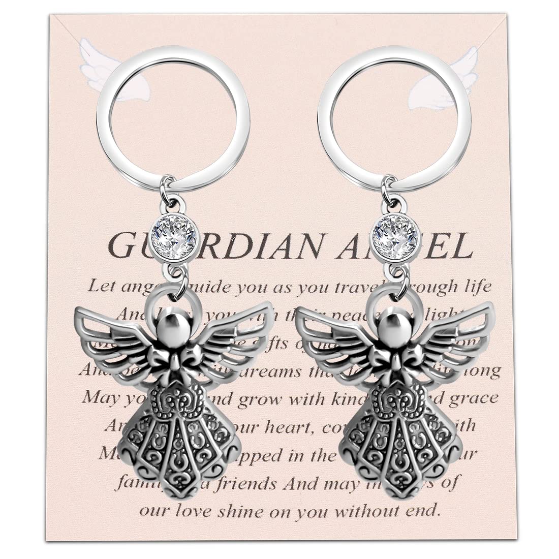 FUSTMW Angel Keychain - Guardian Angel Prayer Gift for Faith & Blessings - Perfect for Baptism, First Communion, Confirmation & Spiritual Encouragement