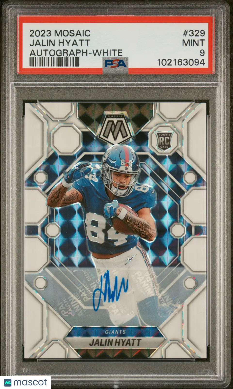 2023 Panini Mosaic Jalin Hyatt Rookie Card Auto White Prizm PSA 9 /25 - Rare Football Collectible for Sports Memorabilia Fans & Card Collectors