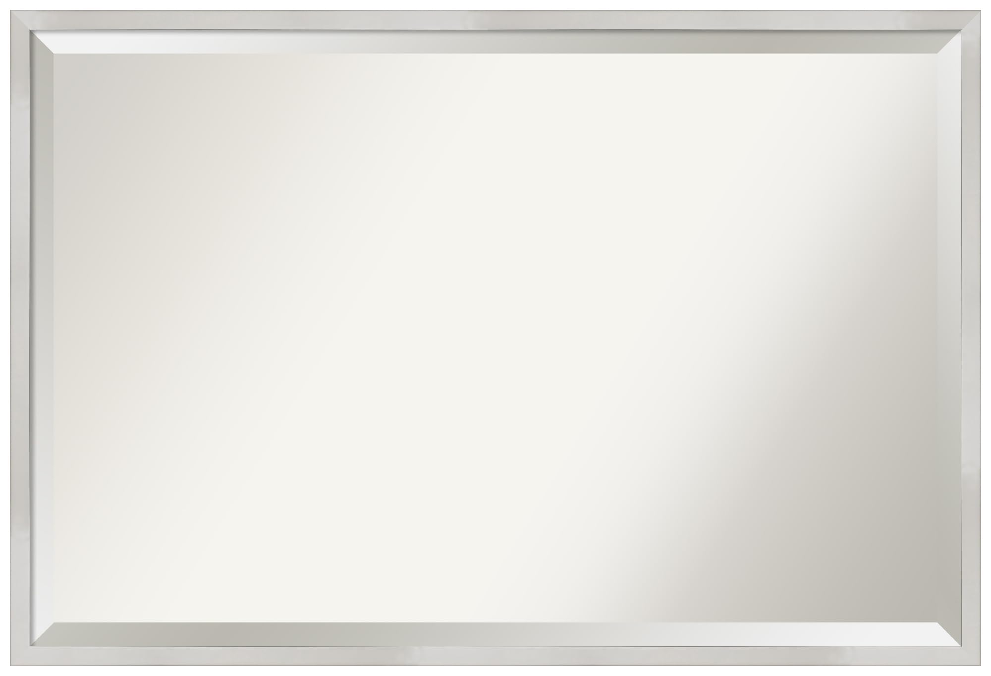 Amanti Art Silver Wall Mirror 25x37 Inches - Modern Rectangular Bathroom & Living Room Mirror with Wood Frame - Horizontal or Vertical Hanging - Beveled Edge for Elegant Home Decor, Bedroom, Entryway, and Vanity