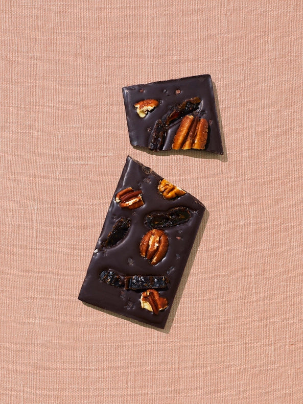 Organic Pecan Date Sweetened Dark Chocolate Bars - Vegan, Gluten-Free, Non-GMO Healthy Snack for Gifts, Parties & Weight Management
