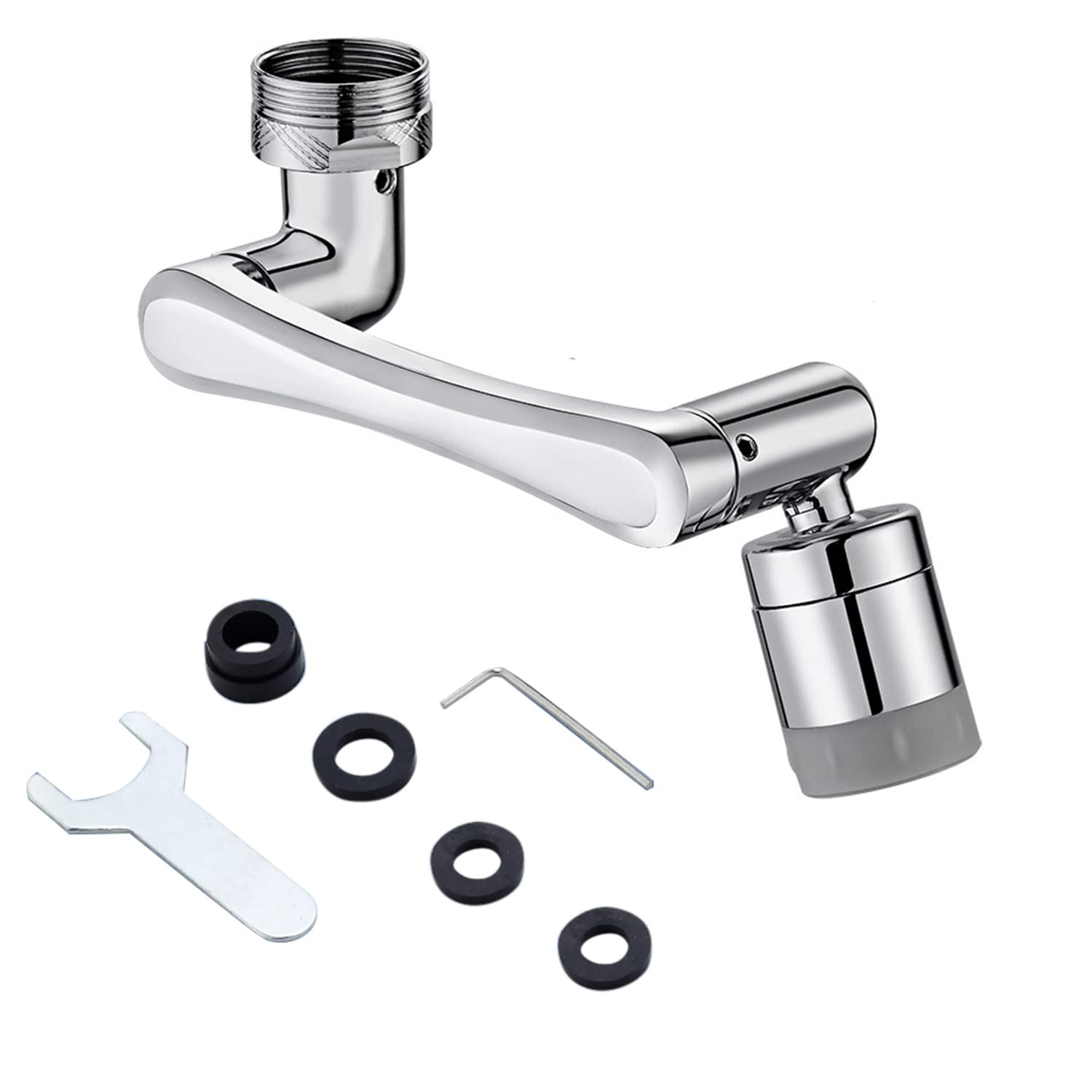 Gigicloud 1080° Rotating Faucet Aerator - Universal Water-Saving Tap Adapter with Splash-Proof Filter, Adjustable Sprayer Attachment for Kitchen & Bathroom Sink | Perfect for Washing Dishes, Filling Pots & Gentle Handwashing