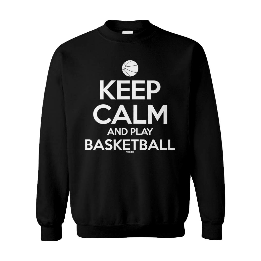 Keep Calm and Play Basketball Unisex Crewneck Sweatshirt - Comfortable Casual Pullover for Men & Women - Perfect for Gym, Streetwear & Basketball Fans