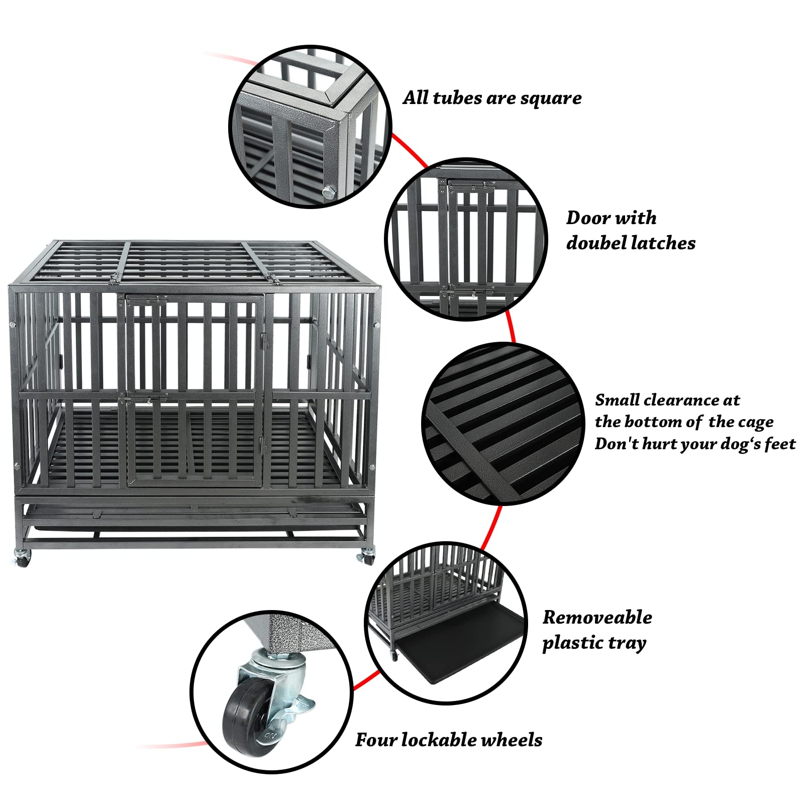 37 Inch Heavy Duty Dog Cage Kennel - Strong Metal Dog Crate for Large Dogs - Indoor & Outdoor Use for Home, Travel, and Training