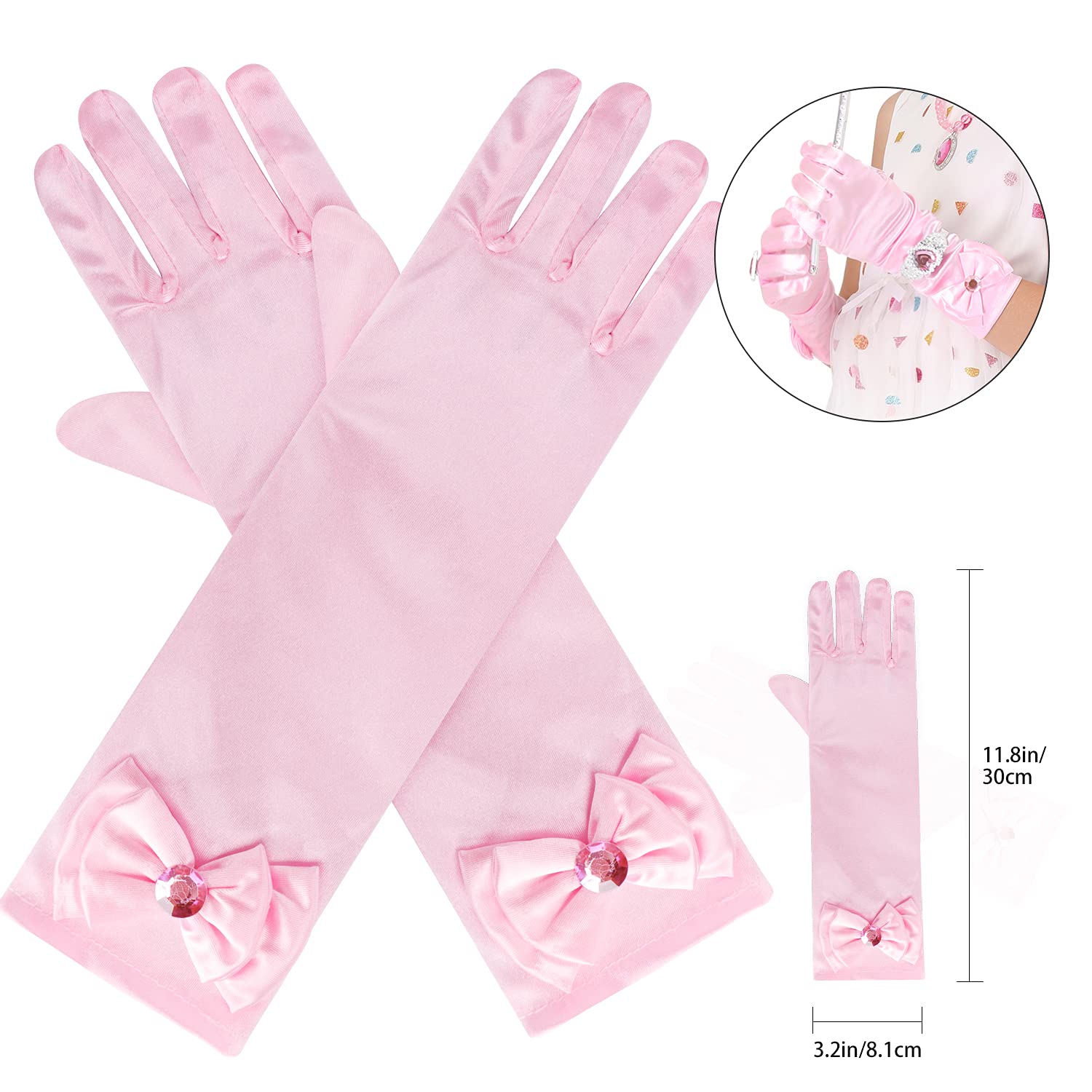 Royal Princess Dress Up Party Set - Gloves, Tiara, Magic Wand, Necklace, Earrings, Bracelet & Ring (9-Piece Pink Costume Accessories Kit) | Perfect for Birthday Parties, Halloween, Dress-Up Play & Themed Events