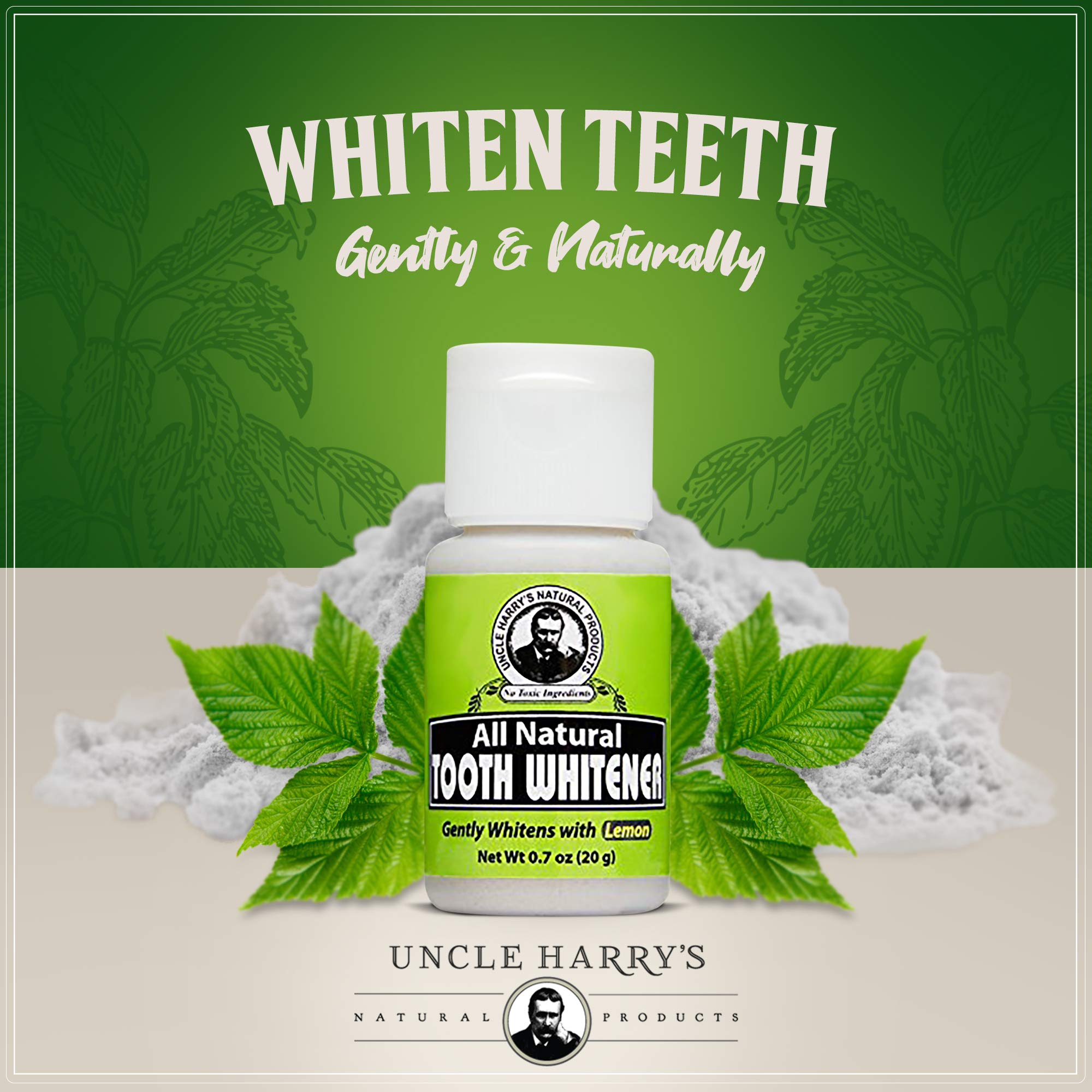 Uncle Harry's Natural Tooth Whitening Powder | Sensitive Teeth Whitening & Enamel Support | Gum Health & Fresh Breath Toothpaste Powder (0.7 oz) | Perfect for Travel & Daily Oral Care Routine