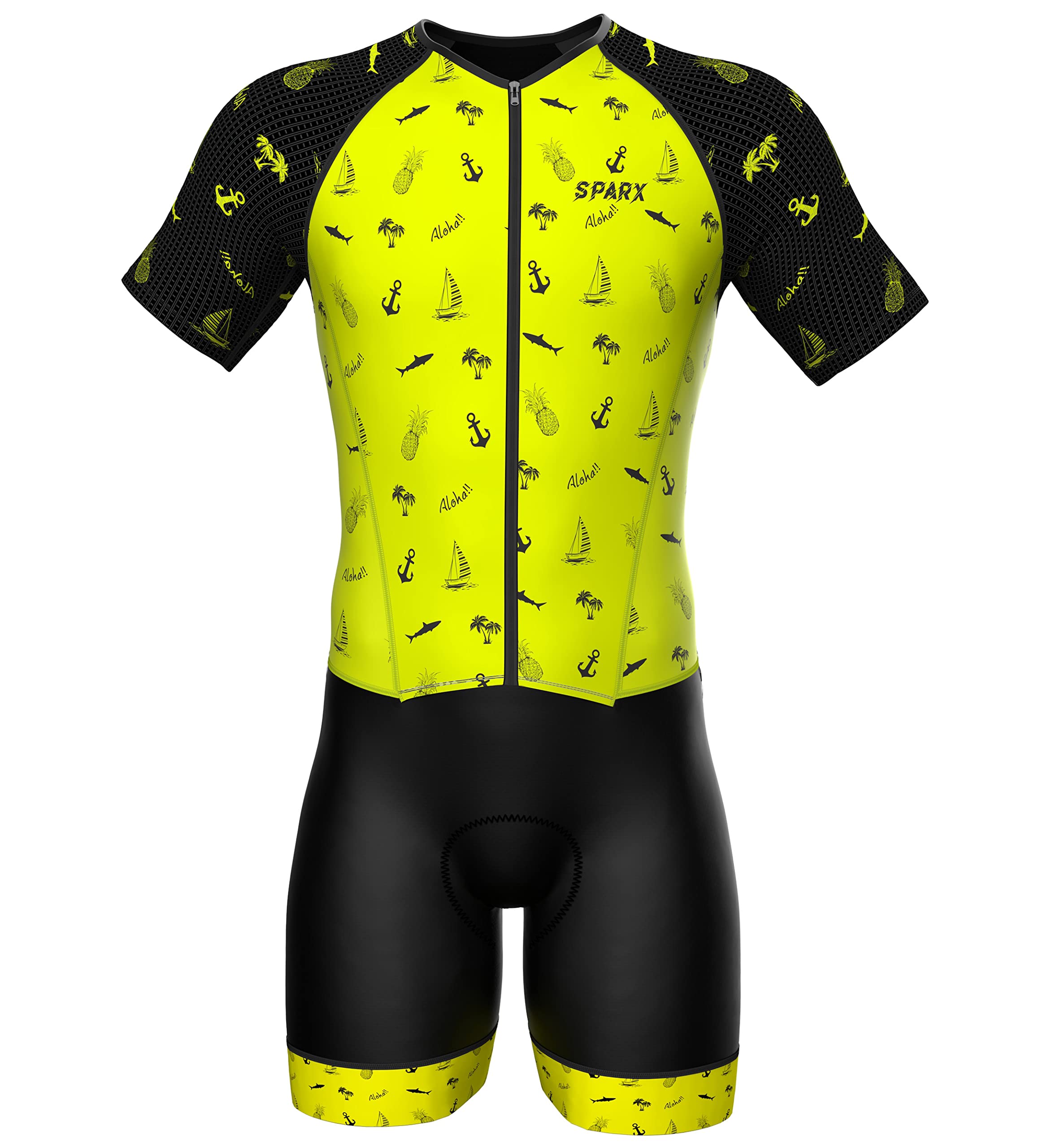 Sparx Men's Elite Aerosuit Triathlon Suit - Short Sleeve Triathlon Skinsuit for Cycling, Running & Swimming - Lightweight & Breathable Competition Gear